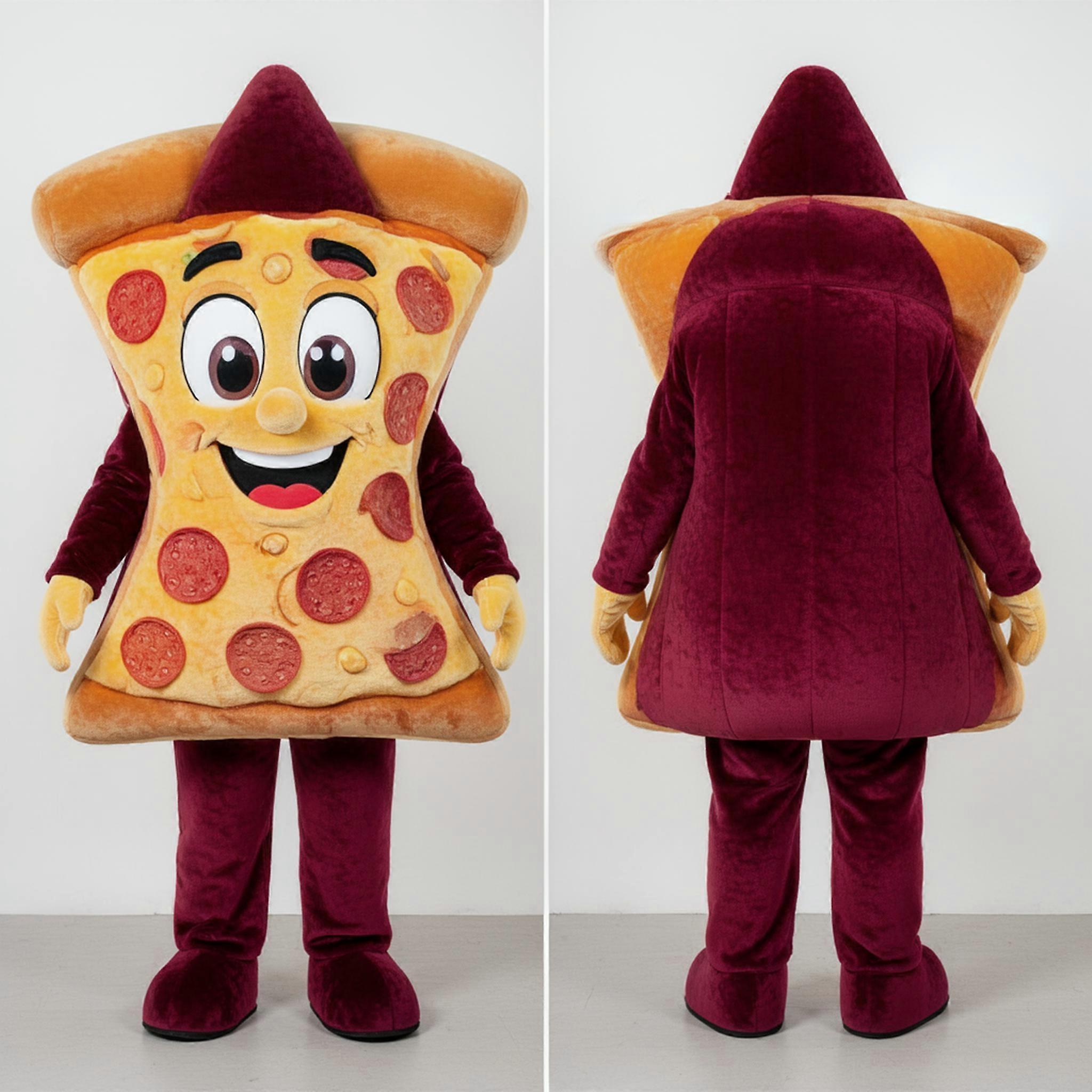 MASTICOT Maroon Rounded Pizza Slice Mascot