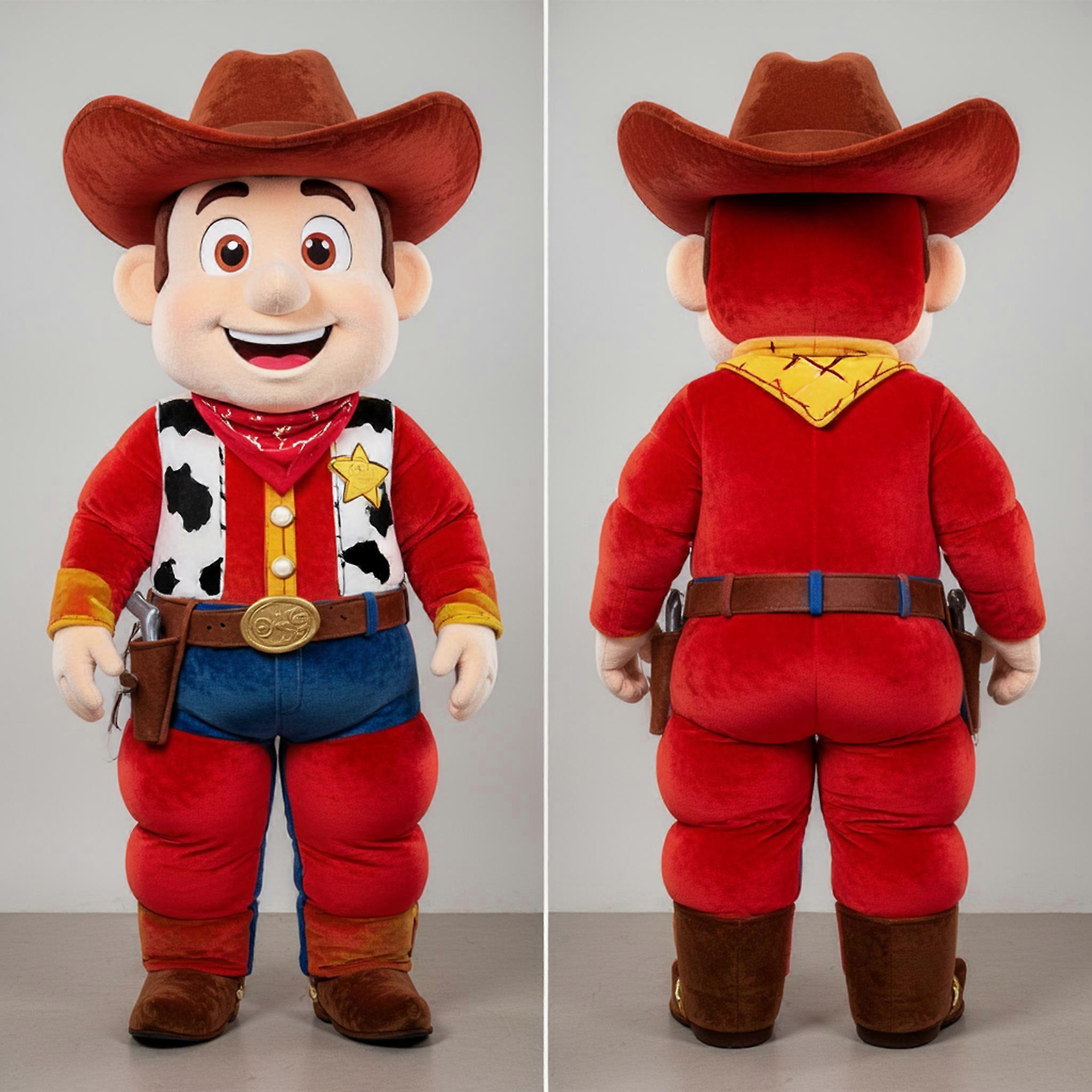 MASTICOT Crimson Smiling Cowboy Mascot