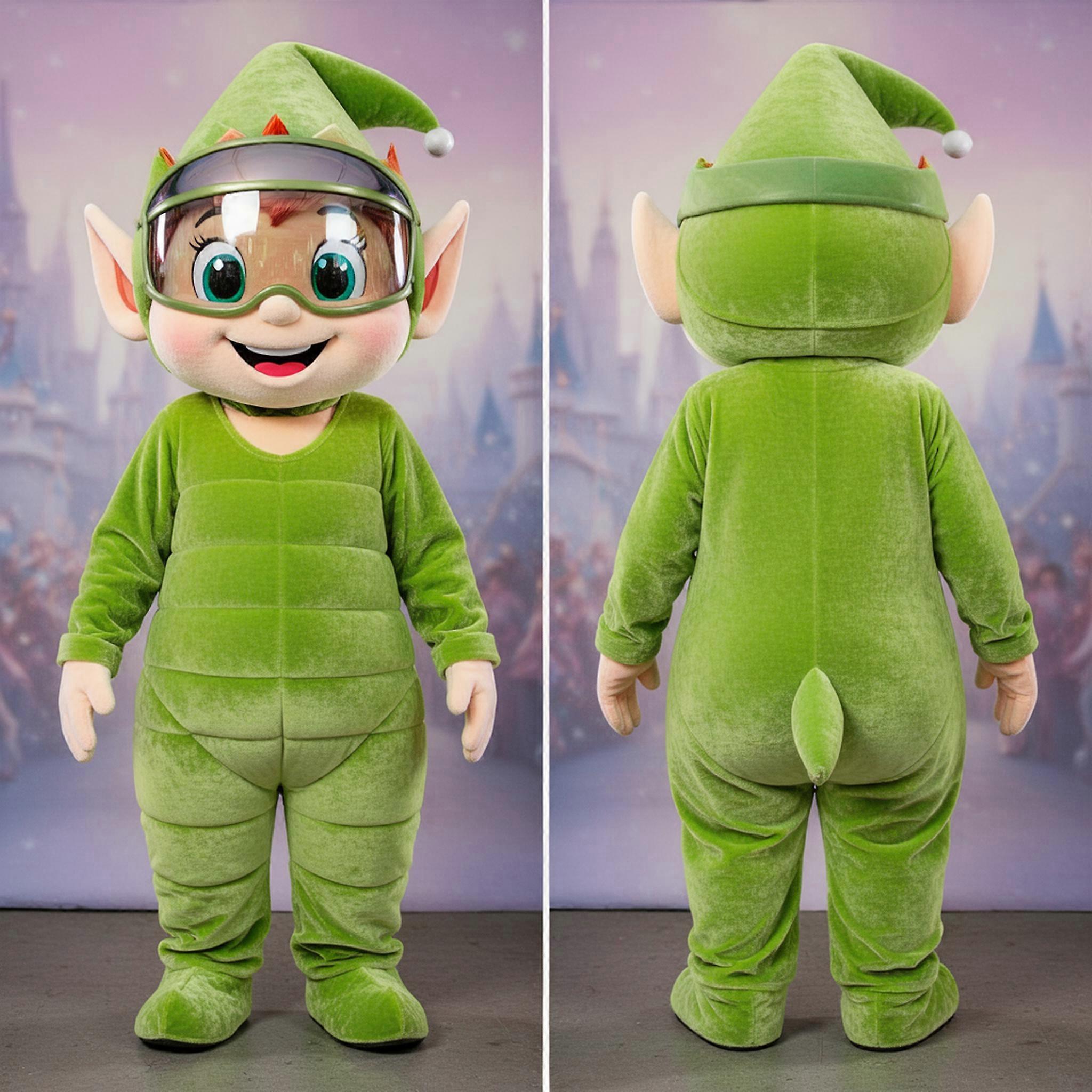 MASTICOT Lime Green Velvety Elf Mascot