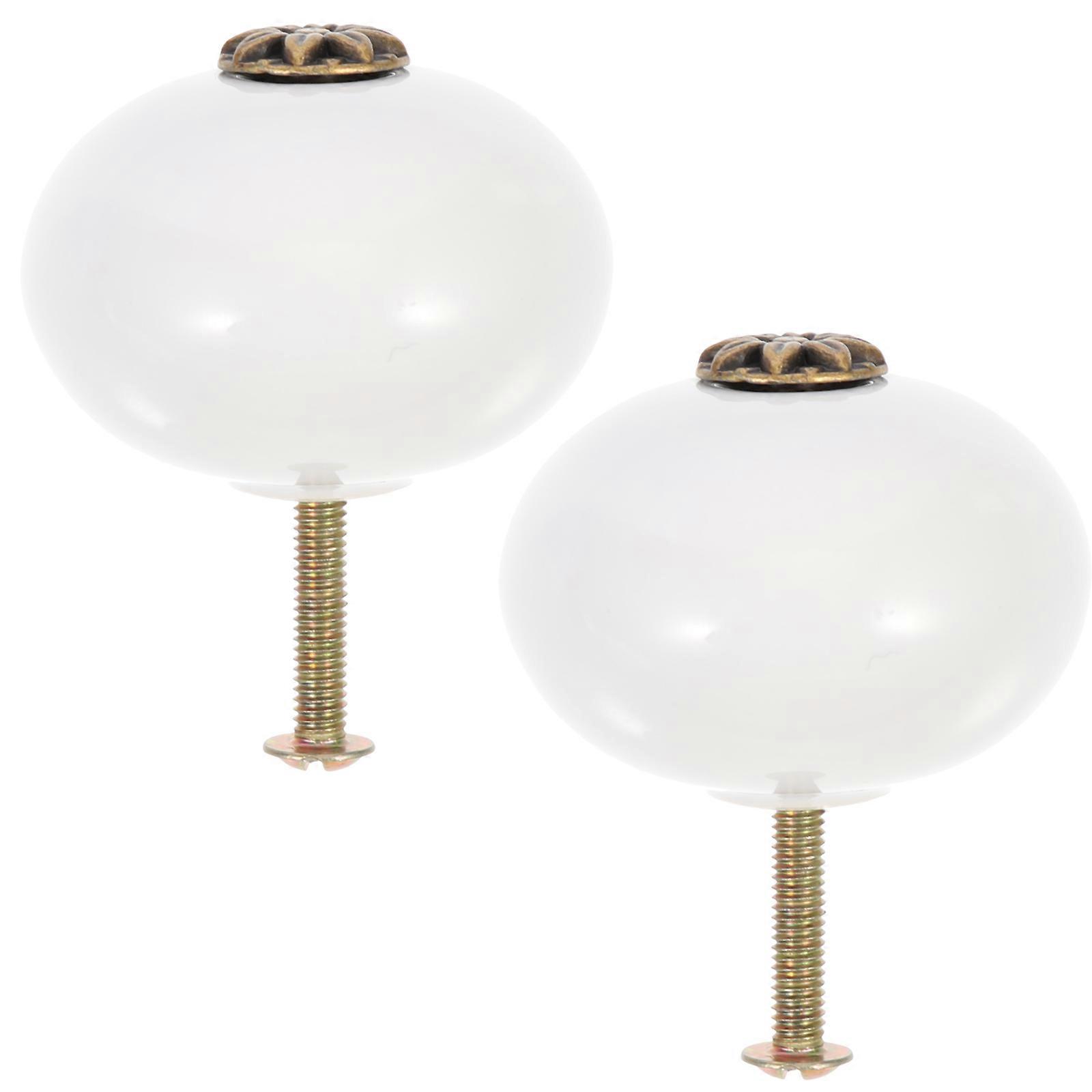 Single Hole Round Drawer Knobs Cabinet Knobs for Wardrobe 2Pcs White