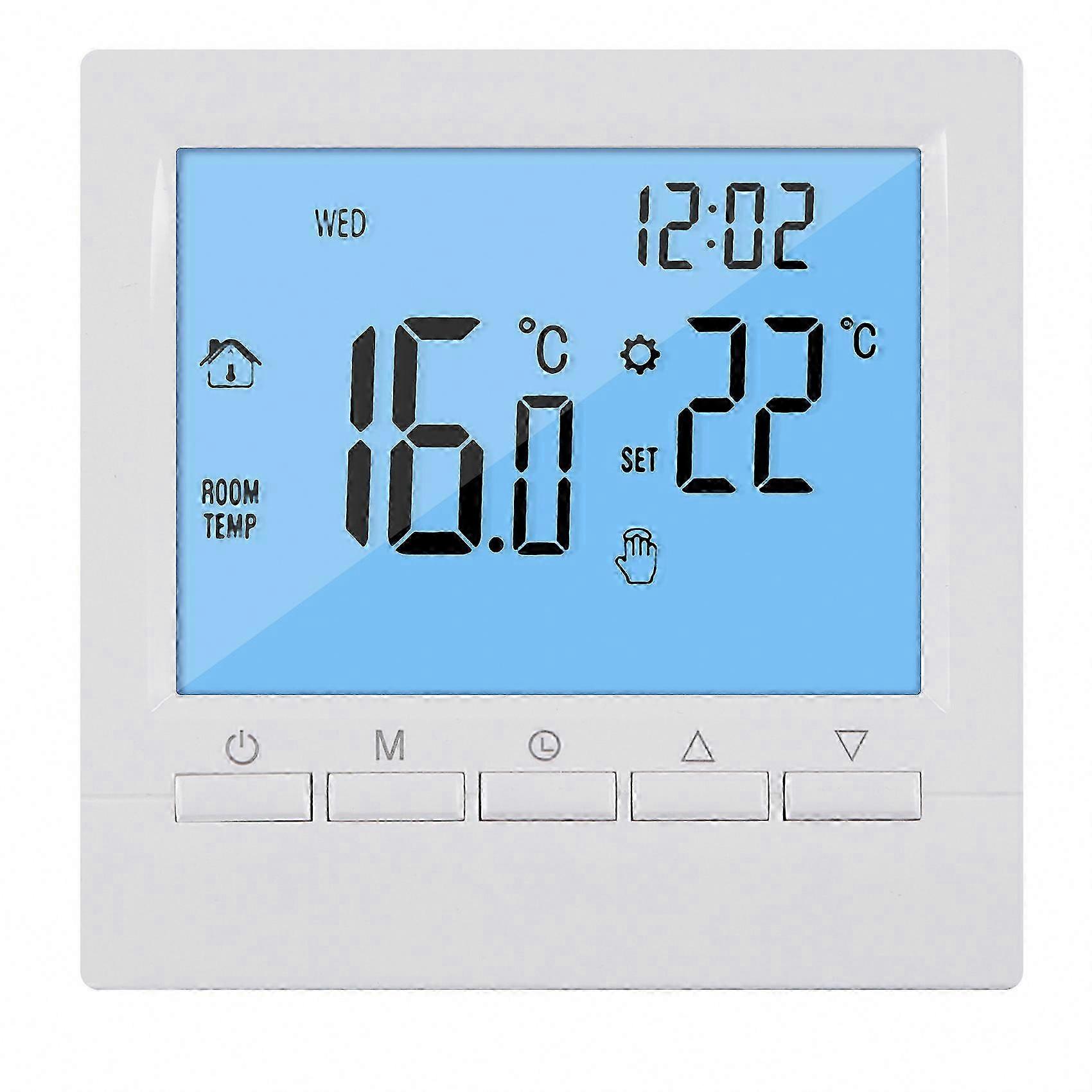 Programmable Digital Thermostat, 3A Rated with Weekly Programming and White Backlight for Efficient Home Heating and Room Temperature Controller
