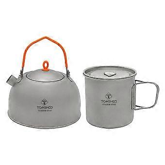 Camp Tea Kettle Ti Camping Kettle 500ml with 600ml Cups for Outdoor Outdoor Camping Cookware Hiking Camping Tea Kettle for Open Fire
