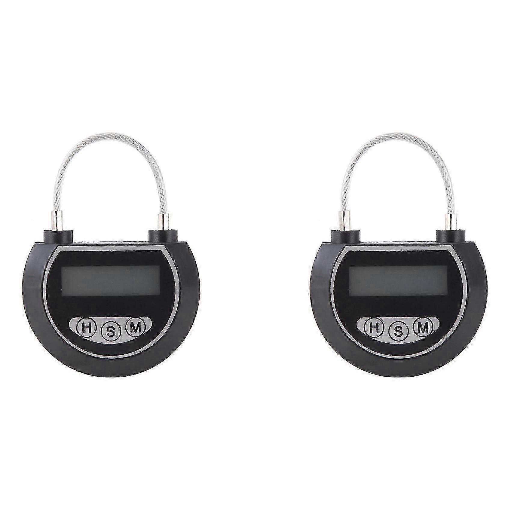 2X Electronic Time Lock Timer Lock Container Multi Function Time Lock Bin for Toys BlackBlack
