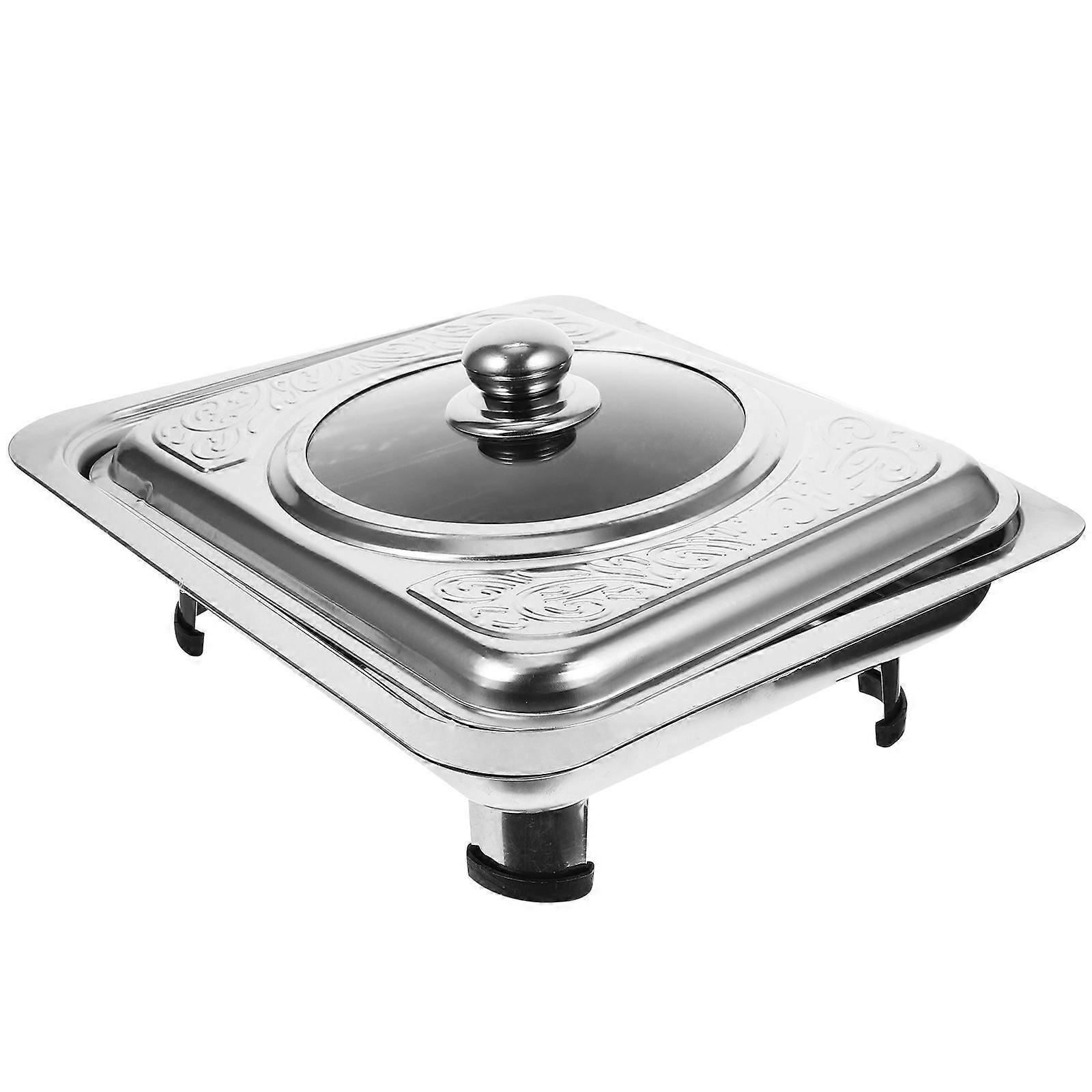 Rectangular Buffet Tray Stainless Steel Server for Storage Assorted Color with Lid