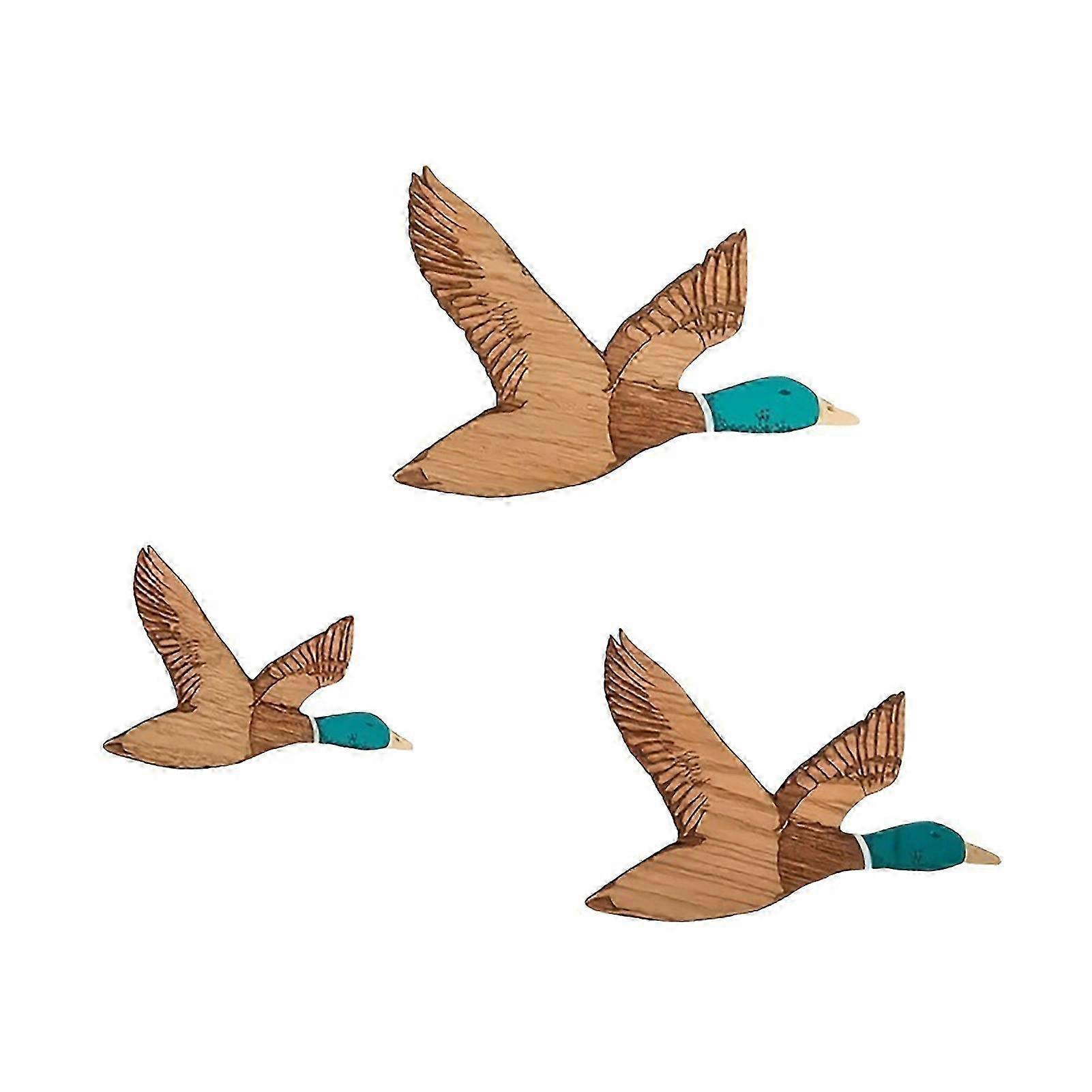 Engraved Solid Wood Duck Decor Set