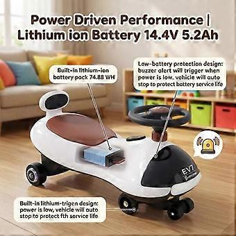 Voiture électrique EVERCROSS TECH pour enfants, 74,88 Wh, 3 vitesses, écran, Bluetooth, musique, LED blanche
