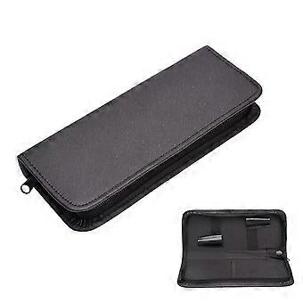 Leather Hair Styling Tool Bag Dual Elastic Bands Holds Shears and Combs