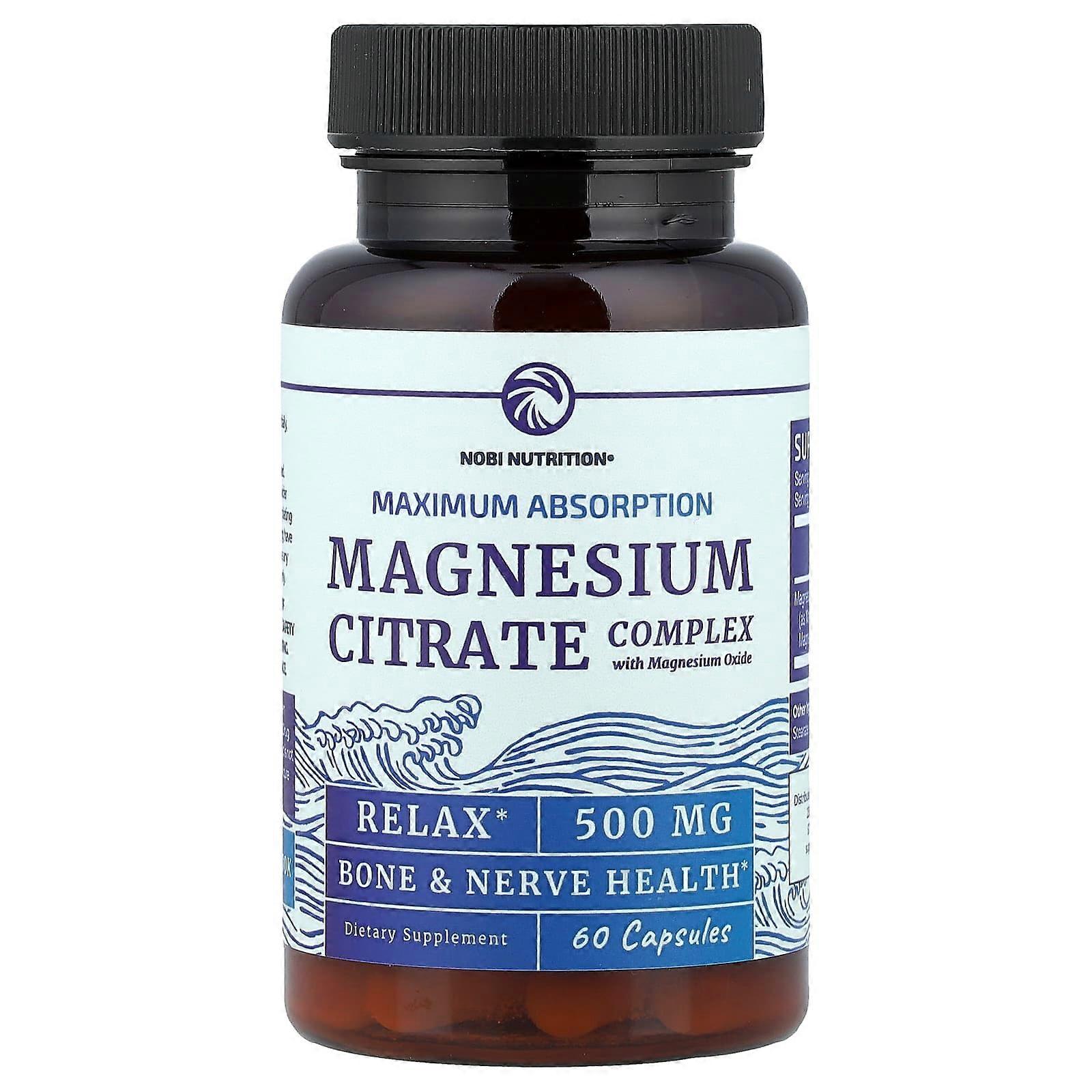 Nobi Nutrition, Magnesium Complex, Maximum Absorption, 60 Capsules