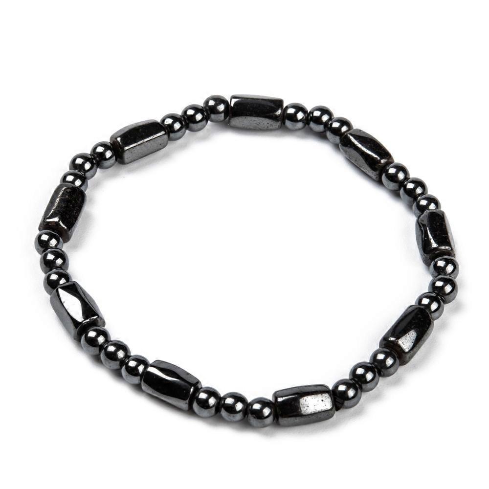 2pcs Hematite Bracelets Dark Gray Inner Diameter: 2-1/8 inch(5.4cm)