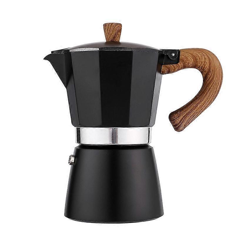 Aluminum 6-Cup Black Coffee Maker, Heat Source Compatible Except Induction