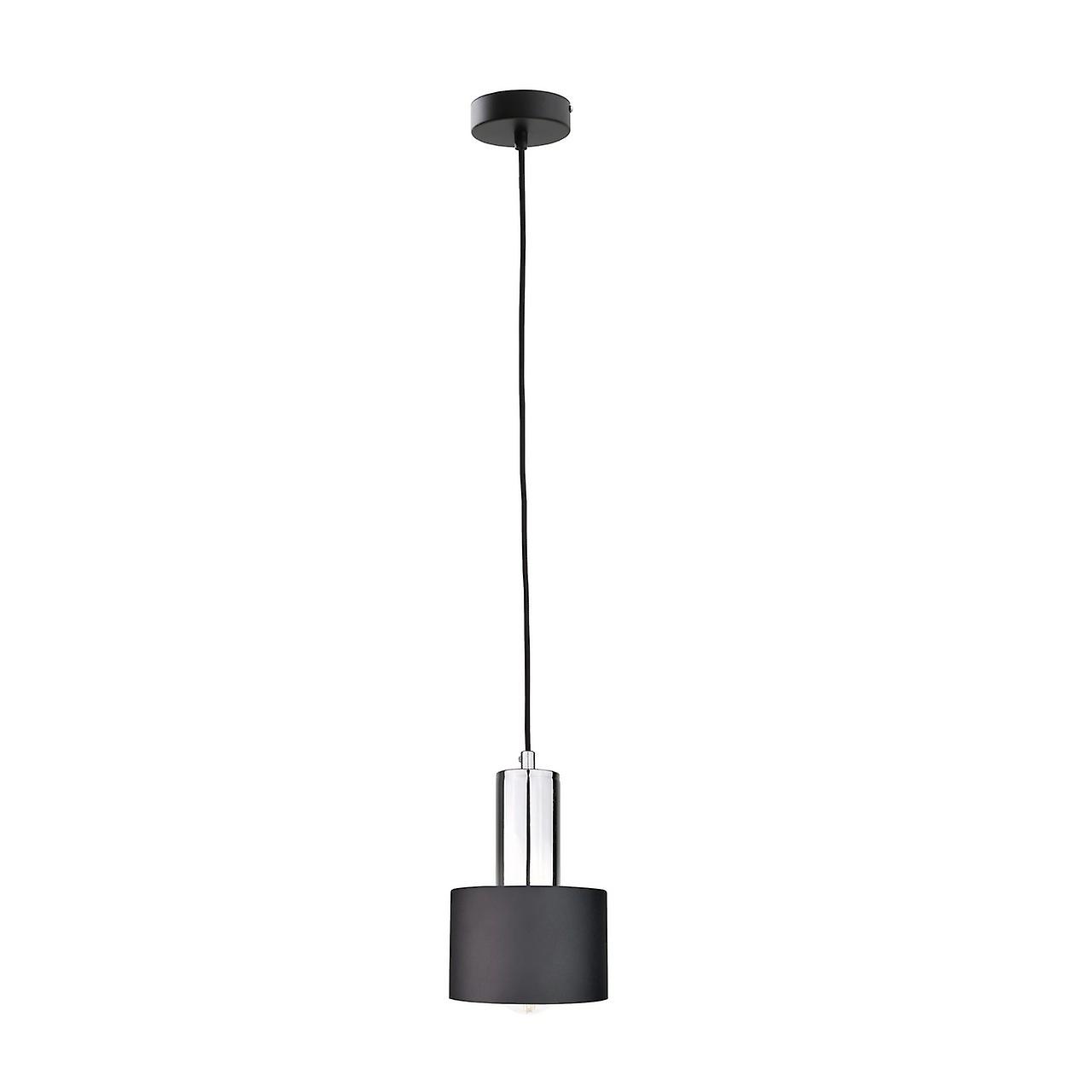 Luce Cylindrical Pendant Ceiling Light Black, Silver, 15cm, 1x E27