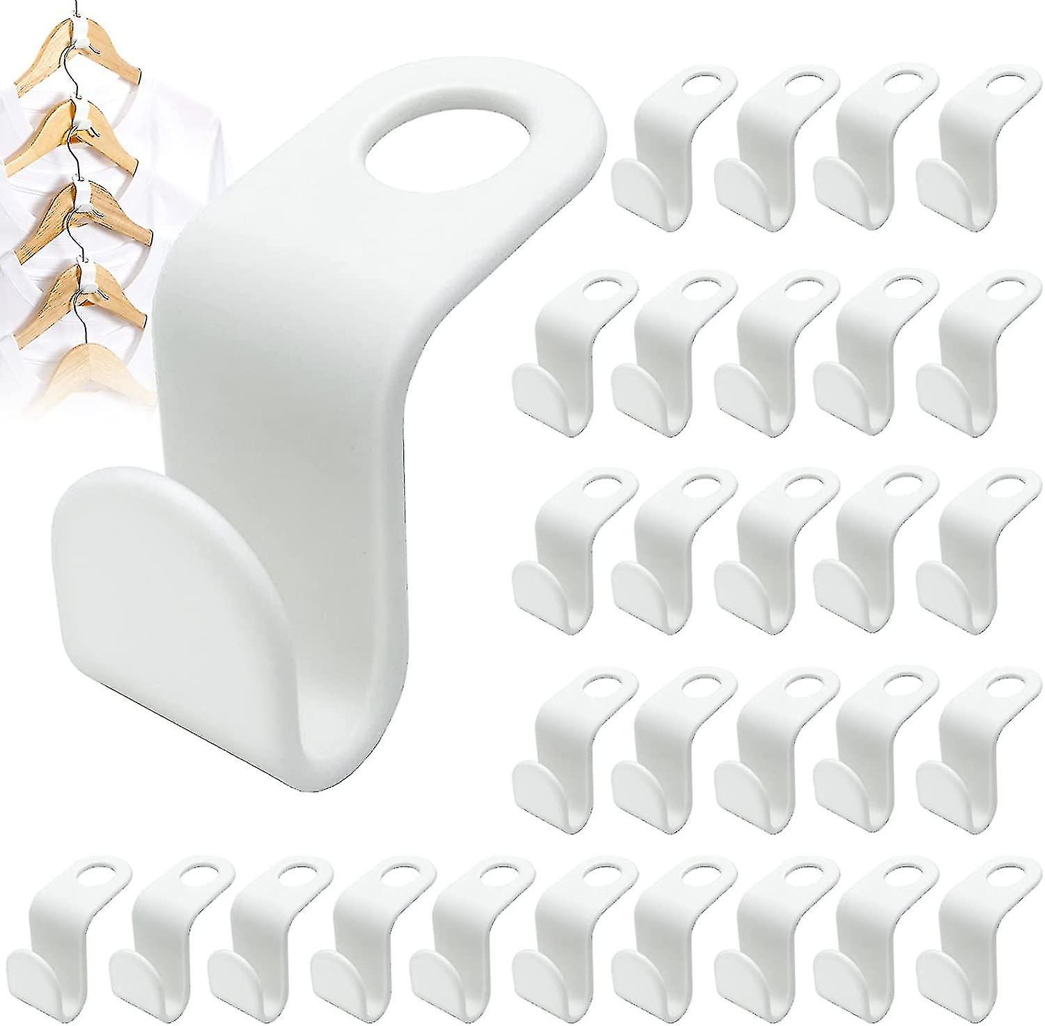 30 Pack Hanger Connector Hooks, Space Saving White Hanger Hooks, Mini Clothes Connector, Multi-layer Stackable Hanger Extender For Wardrobe, Closet, W