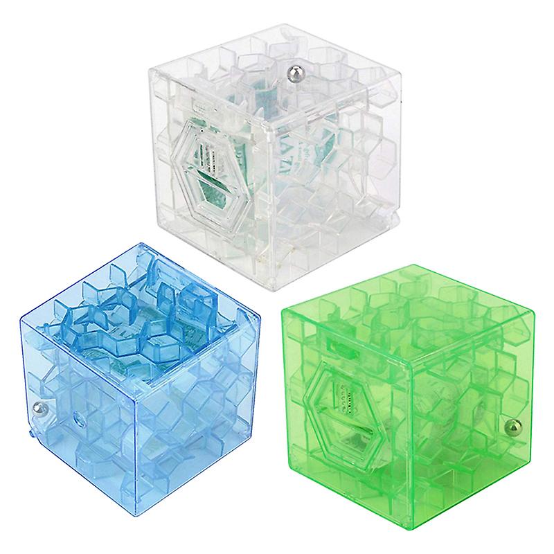 Random 1 Pcs 3d Cube Puzzle Money Maze Bank Saving Coin Collection Case Box Fun Brain Game