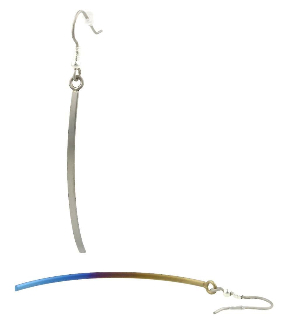 Ti2 Titanium Long Drop Earrings - Brown/Blue