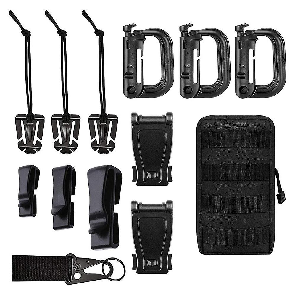 13Pcs Molle Attachments for Tactical Belt Webbing Key Ring D-Ring Clip Lock