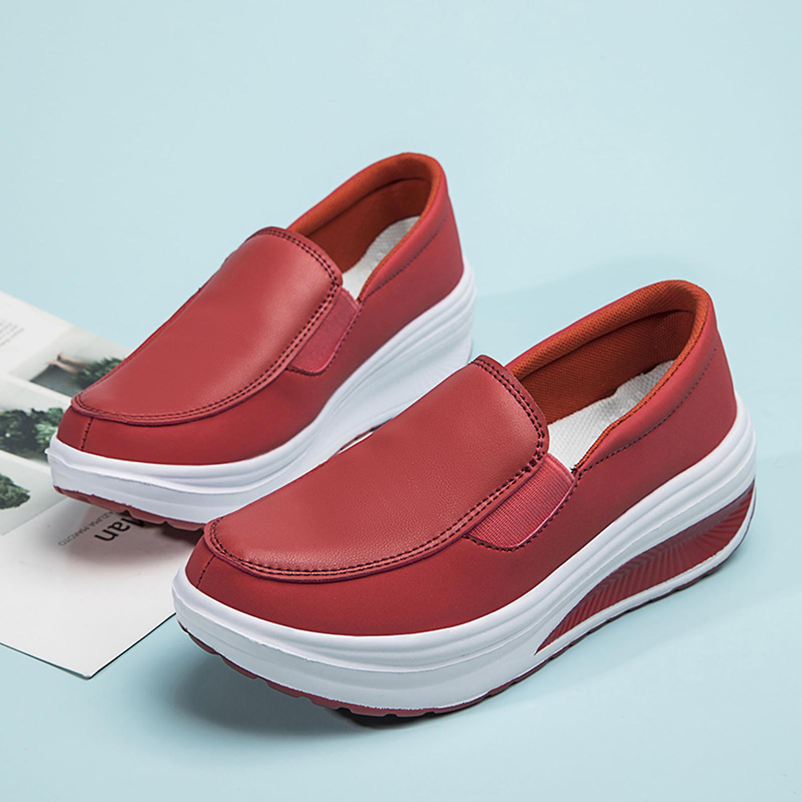 Womens Air Cushion Working Shoes Solid Color Breathable Sneakers Suitable For Camping Indoor Walking