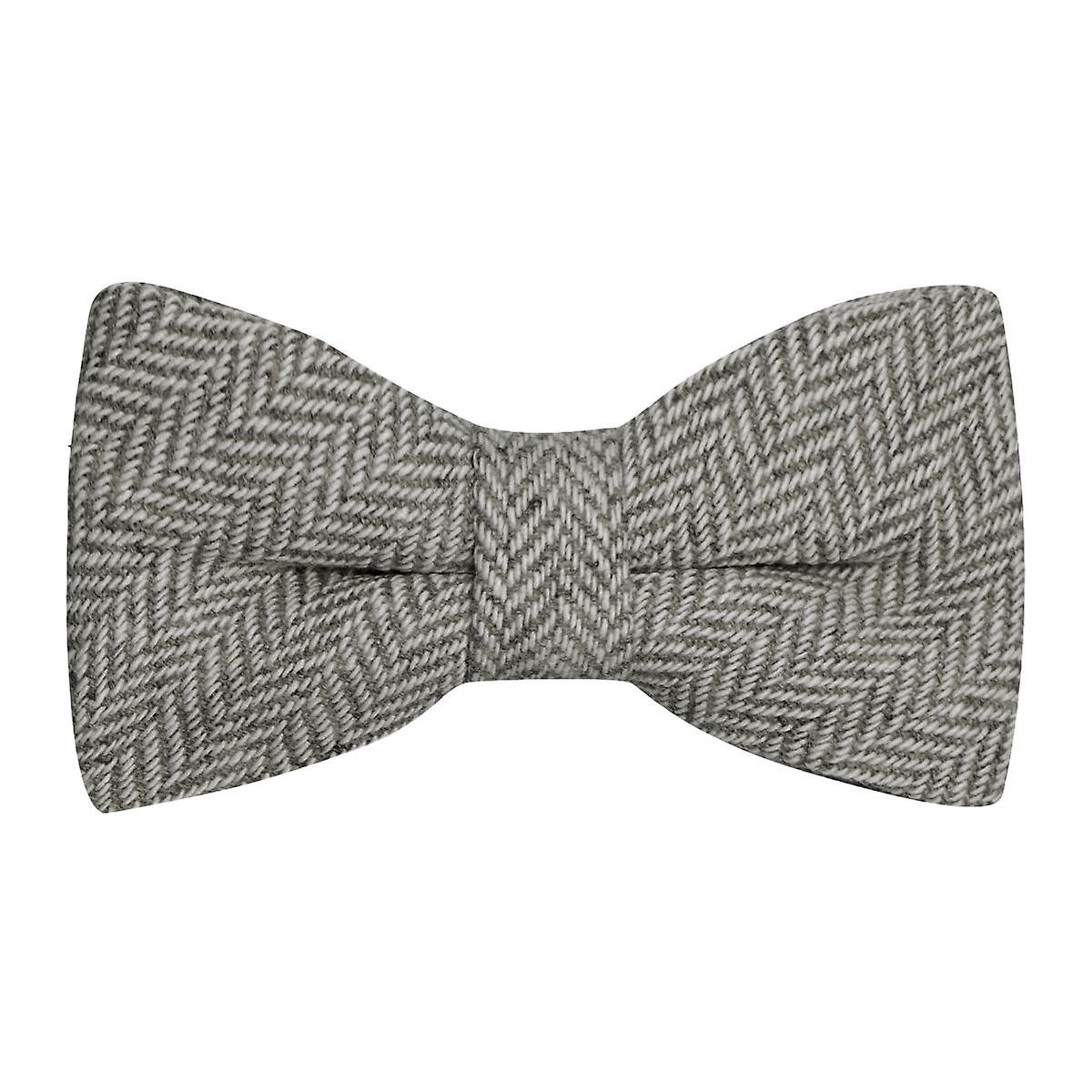 Silver Grey Herringbone Bow Tie