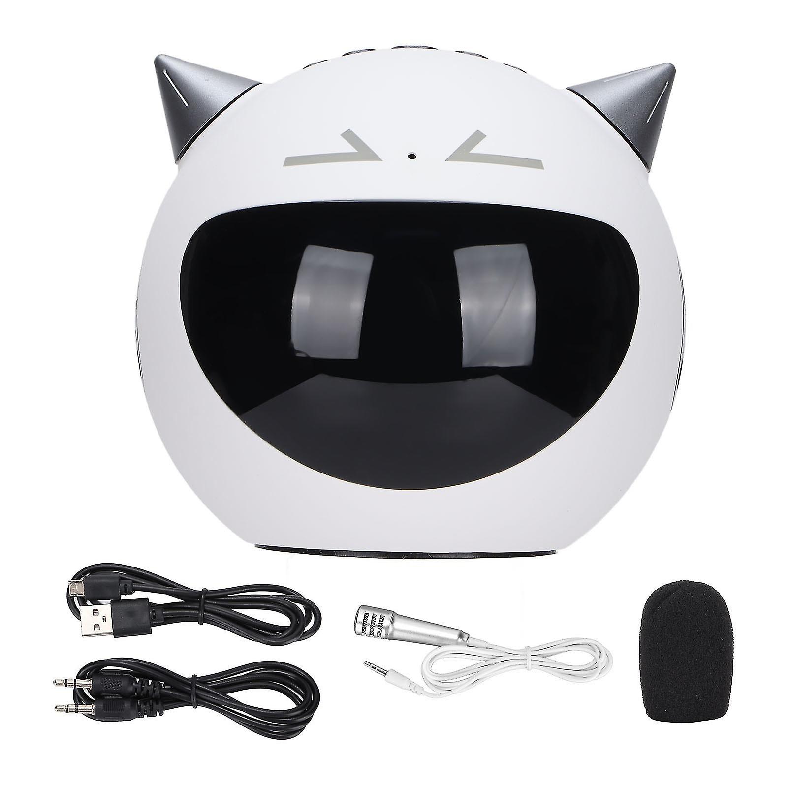 Bluetooth Clock Speaker Karaoke Function Led Screen Display Memory Card Extended Playback Microphone Reverberationwhite