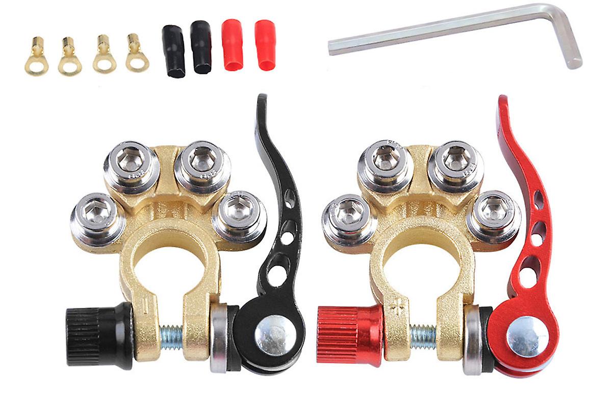 A Pair Of Automobile Battery Terminal Disconnection Close Connector 6v 12v 24v Pure Copper Pile Head Quick Release Rable Clamp
