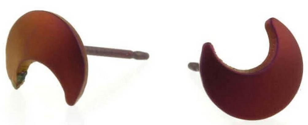 Ti2 Titanium Moon Stud Earrings - Coffee Brown