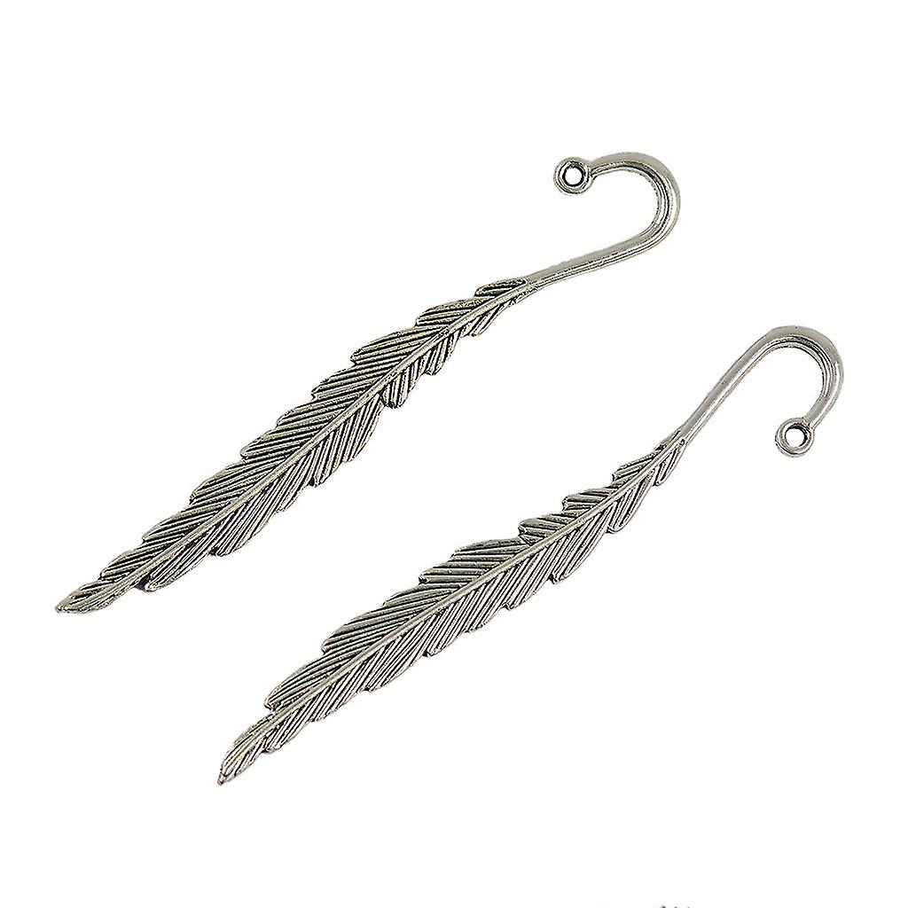 10 Pieces Tibetan Silver Beading Feather Bookmarks With Loop For DIY Making