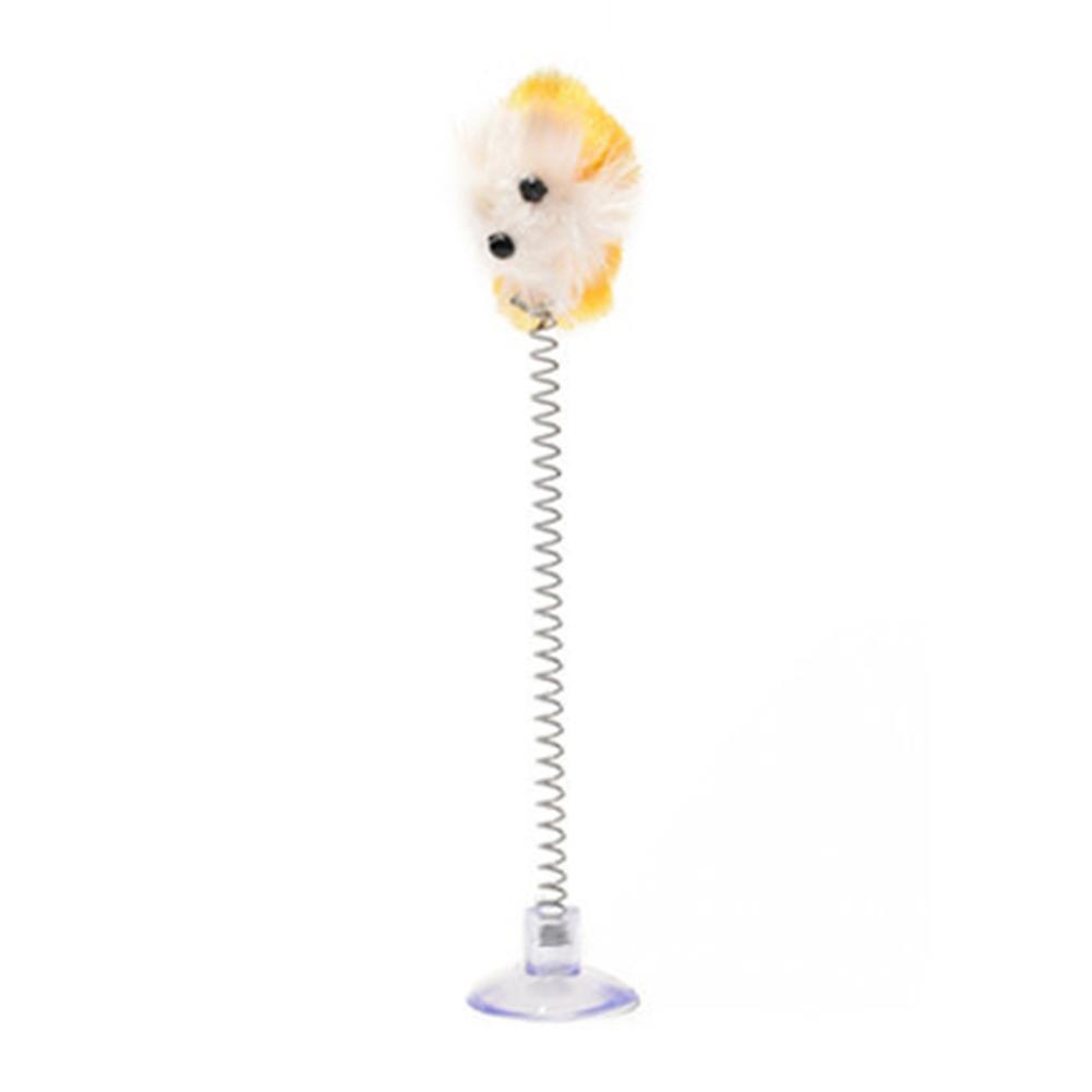 5 x Funny Pet Cat Kitten Sucker Spring Feather Mouse Shape Playing Interactive Toy