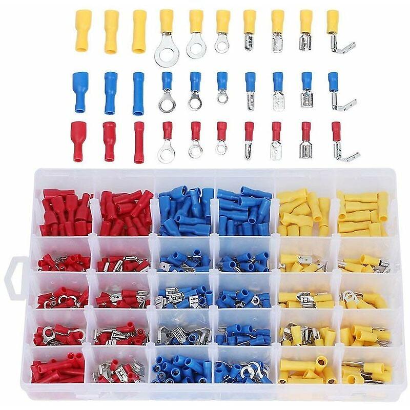 480pcs Electrical Lugs, Flat Electrical Lug Connectors, Crimp Terminals for Cable/Wire Protection and Connection with Portable Storage Box V7003-3