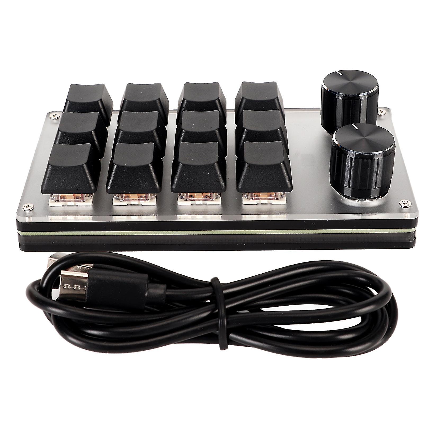 Red Switch Macro Keyboard Plug and Play Ergonomic Customized Knobs USB Mini Keypad for Desktop PC 12 Keys 2 Knobs