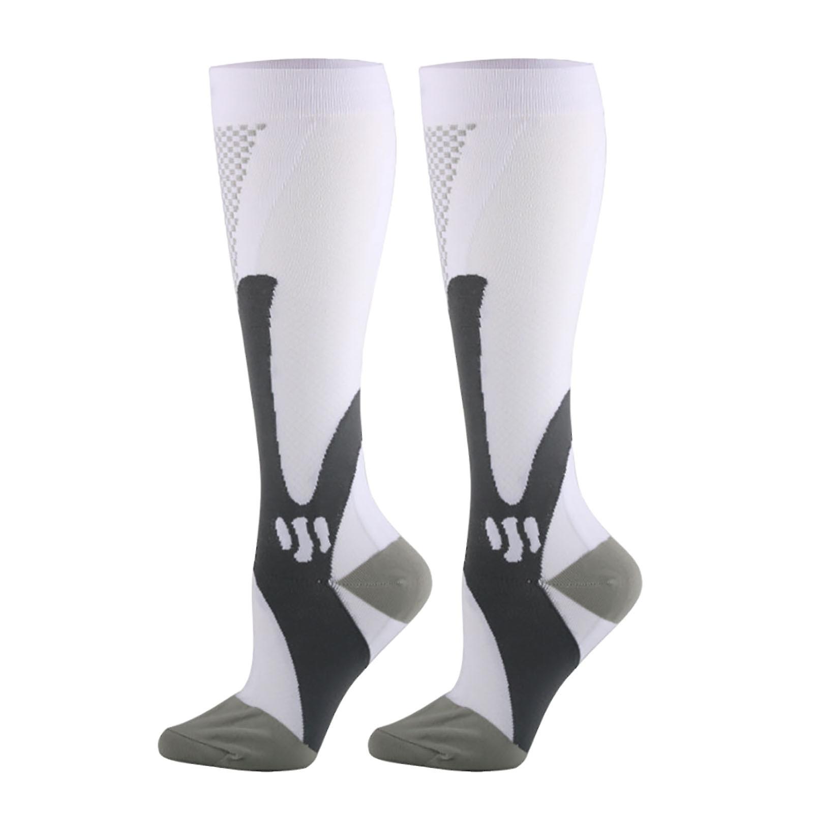 Men Color Block Breathable Compression Socks Stockings for Sport Running Cycling