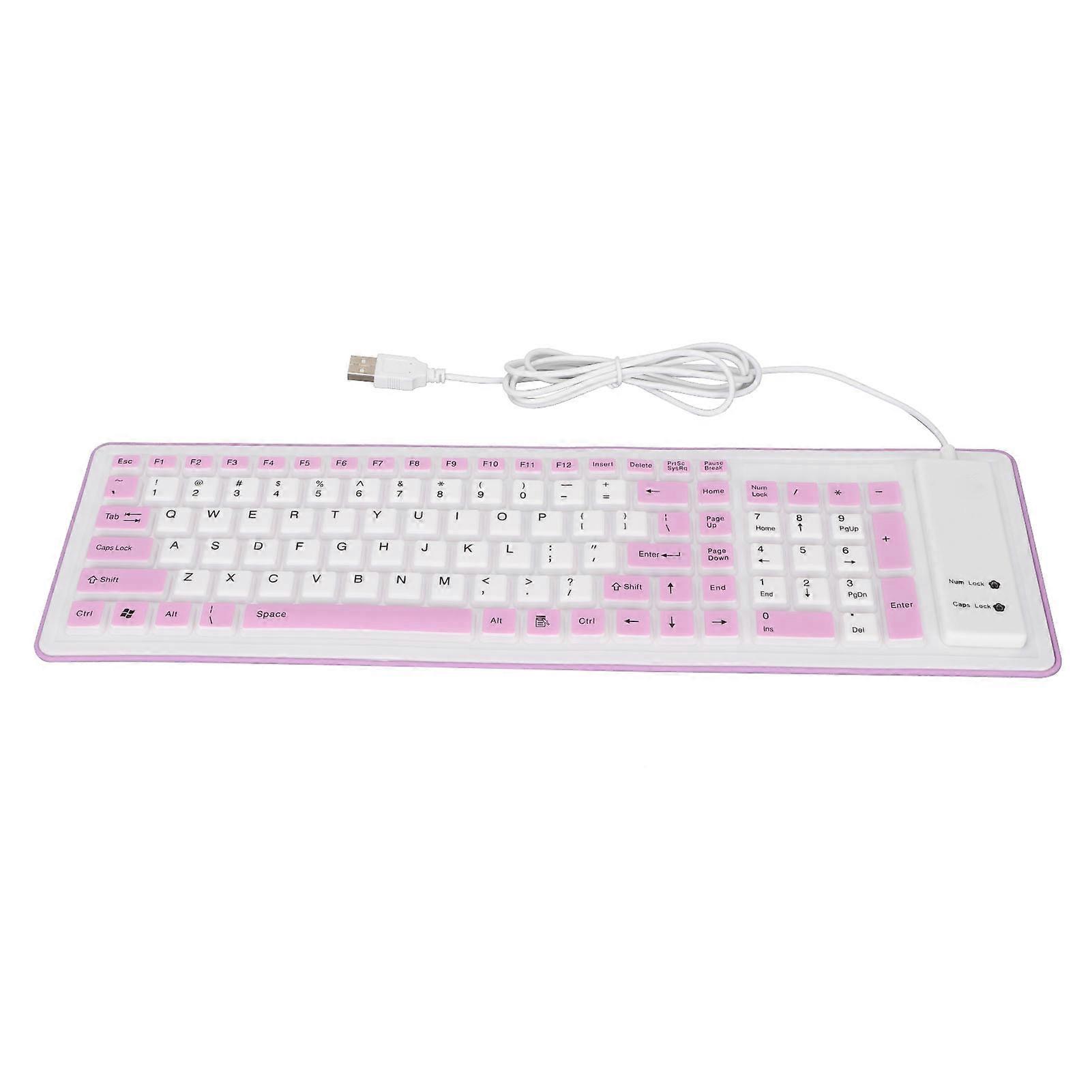103 Keys Silicone Foldable Keyboard, USB Wired, Waterproof, Silent, Fade-Free, for PC and Laptop, Purple