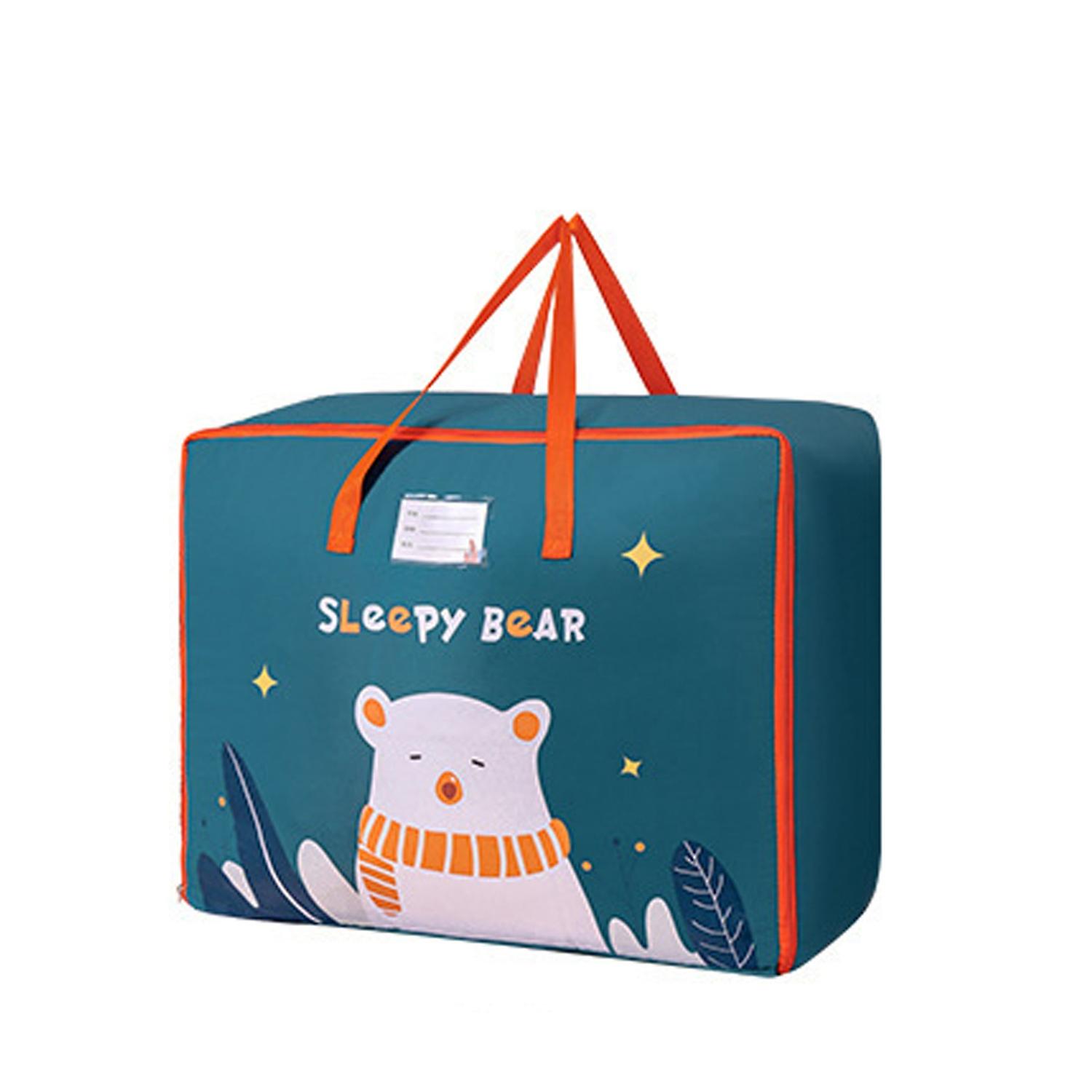 Quilt Bag with Handle Cartoon Printing High Capacity Strong Large Flip-up Opening Quilt Organizer Ba