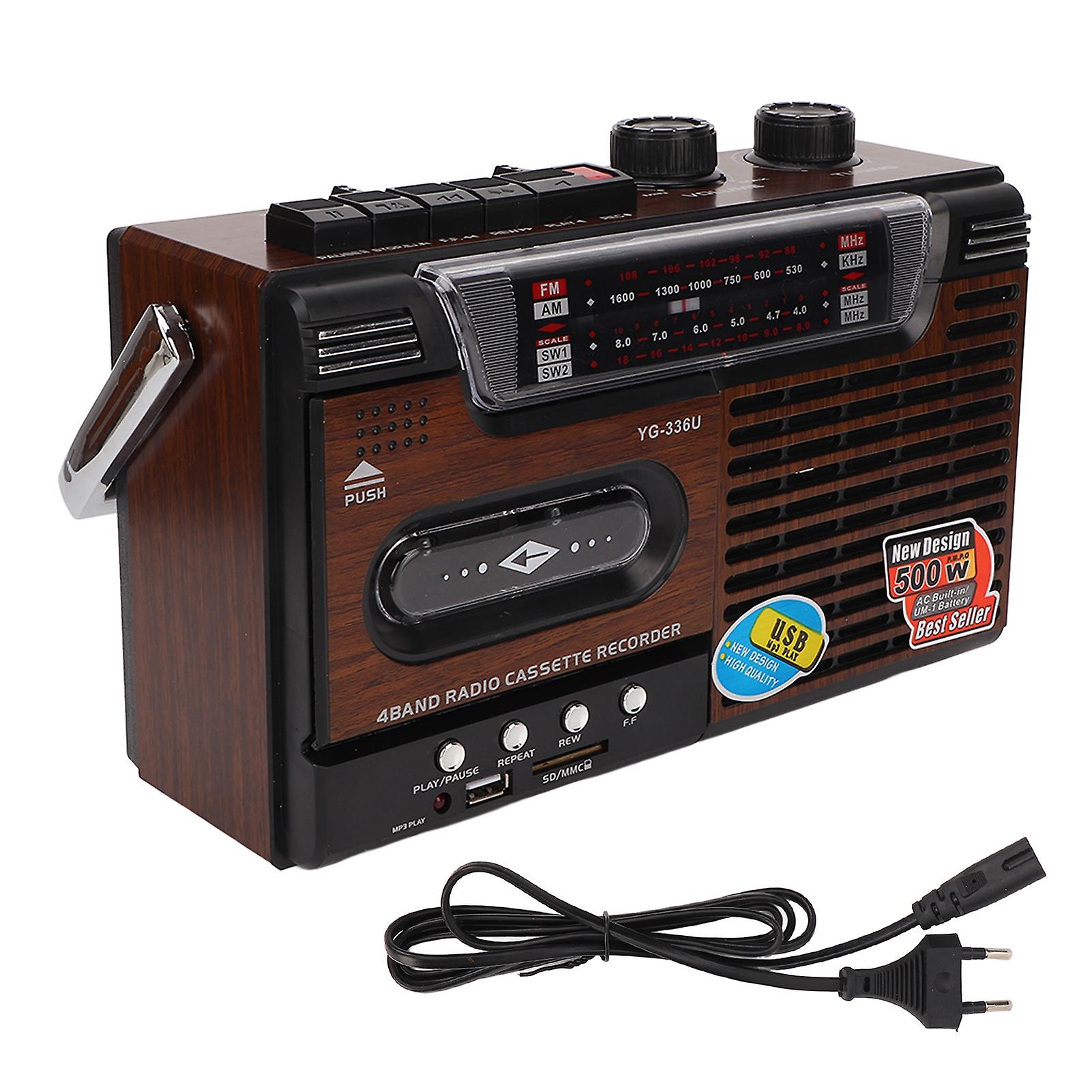 Portable Cassette Player Recorder with AM FM Radio, Strong Signal, USB & Card Support, EU Plug 220V