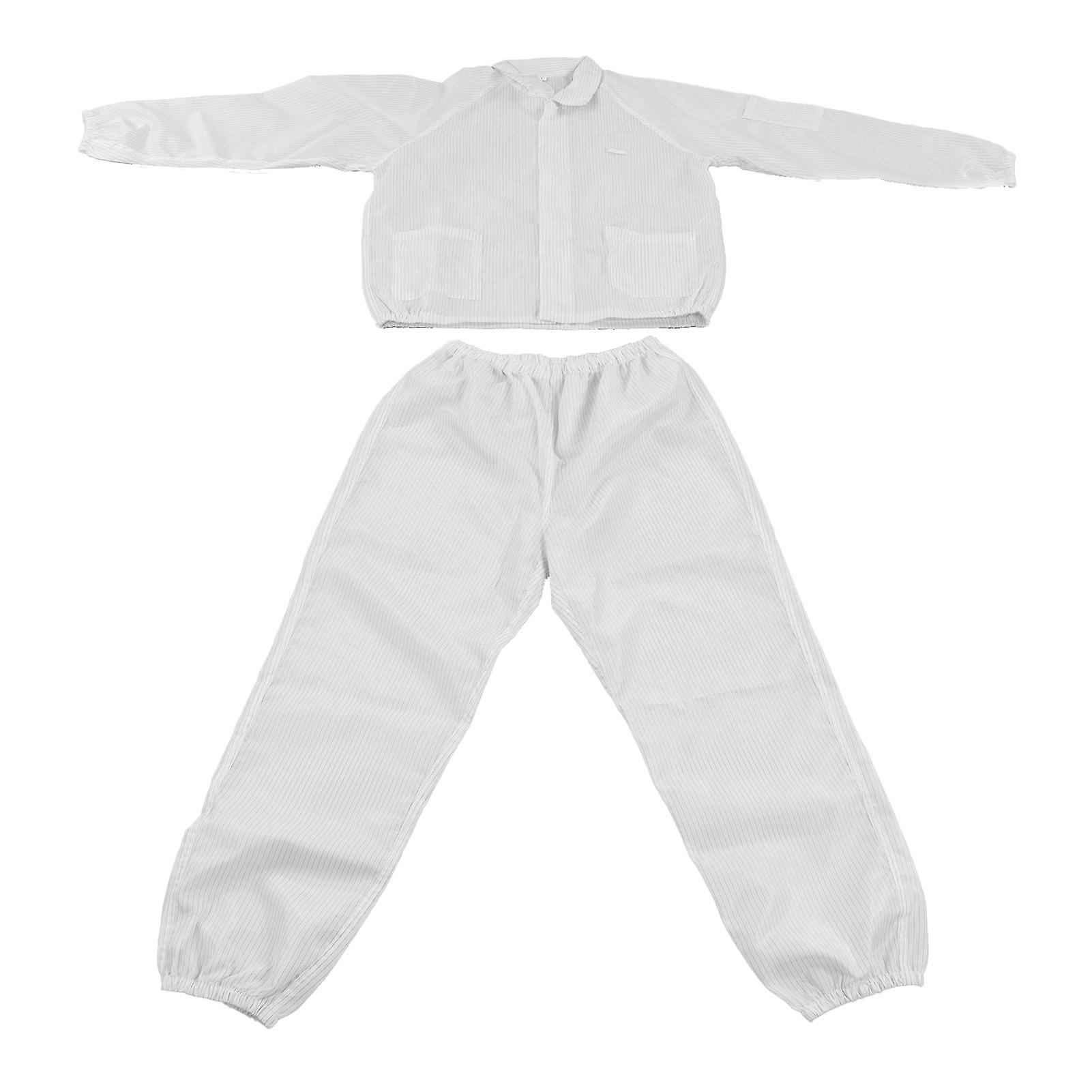 Protection Overall Anti Static Polyester Protective Working Suit White Split Design for Workshop L