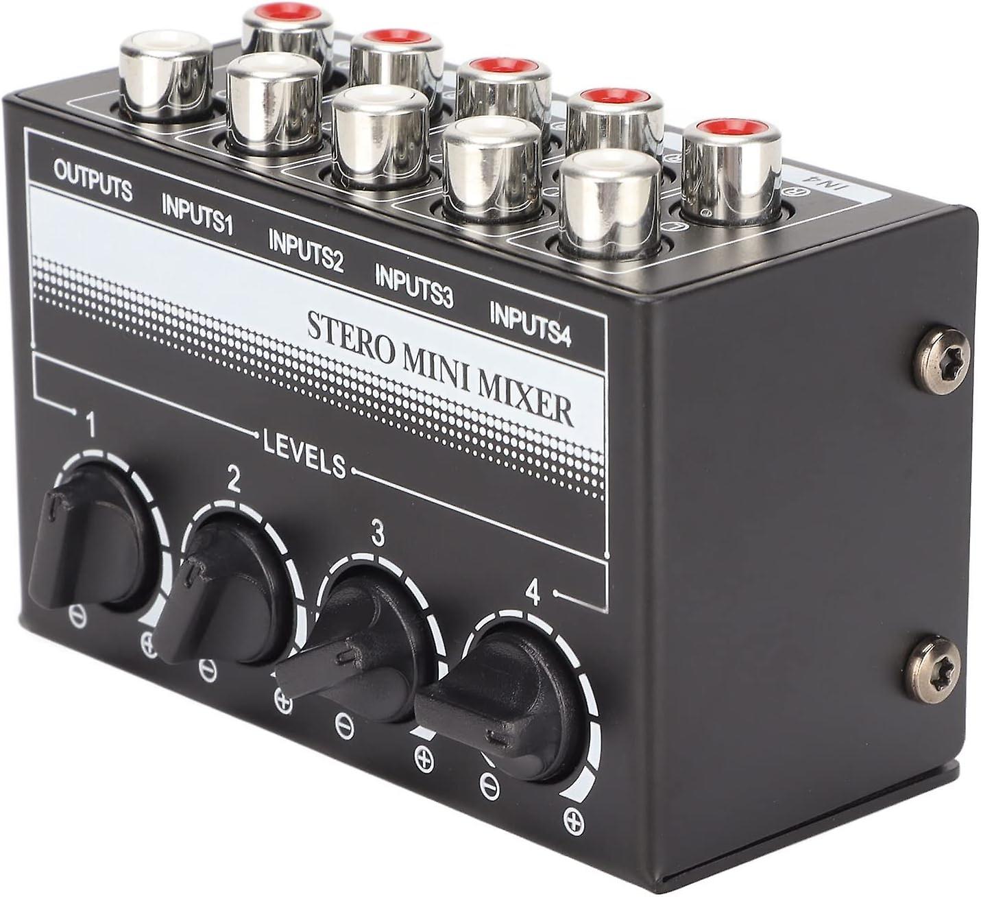 CX400 Stereo Mini Audio Mixer, 4 Channel Portable Passive Mixer, RCA Inputs Output Separate Volume C