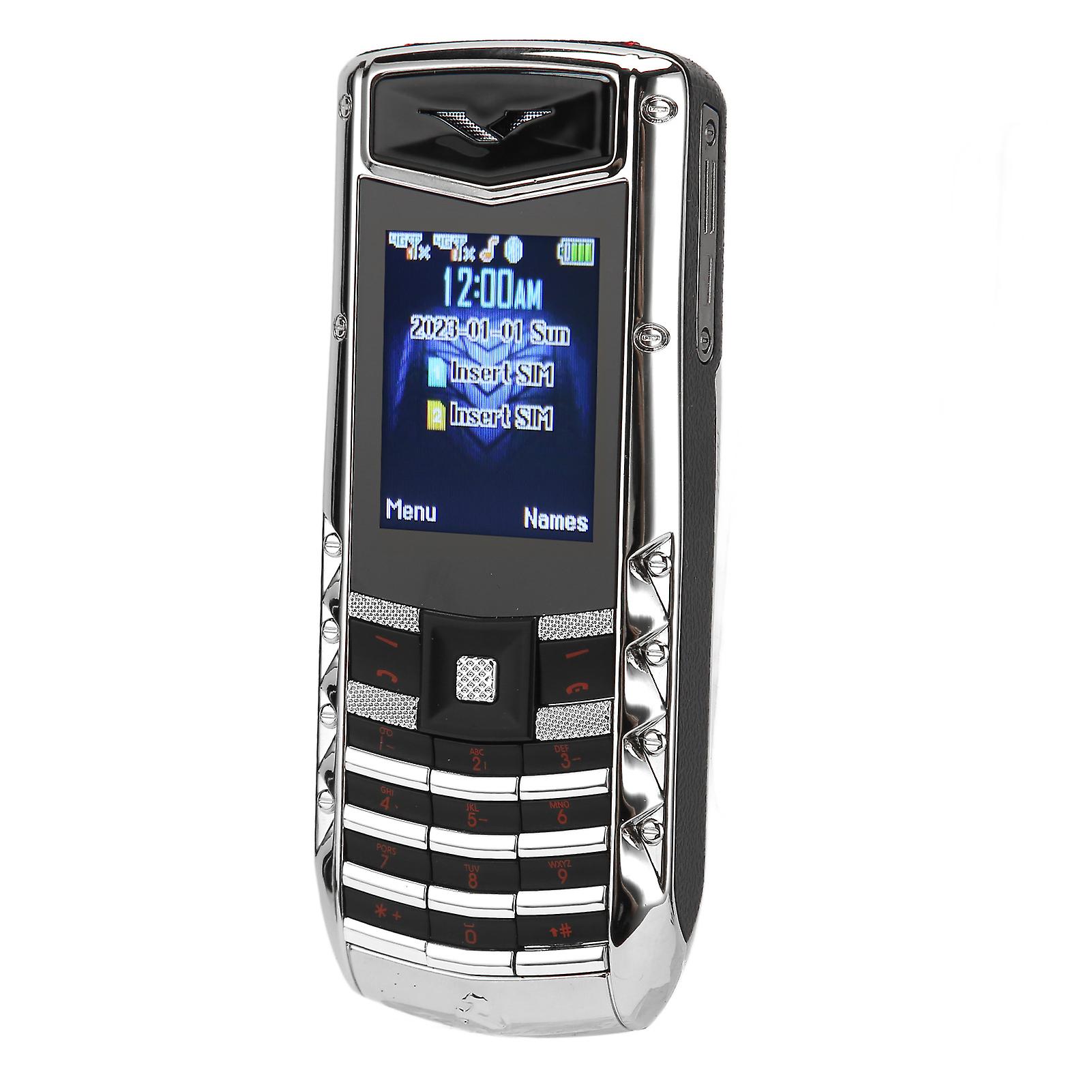 V5 Pro 2G Unlocked Cell Phone Big Button High Volume Cell Phone for Seniors 1600mAh Battery Dual Card 100‑240V Silver EU Plug