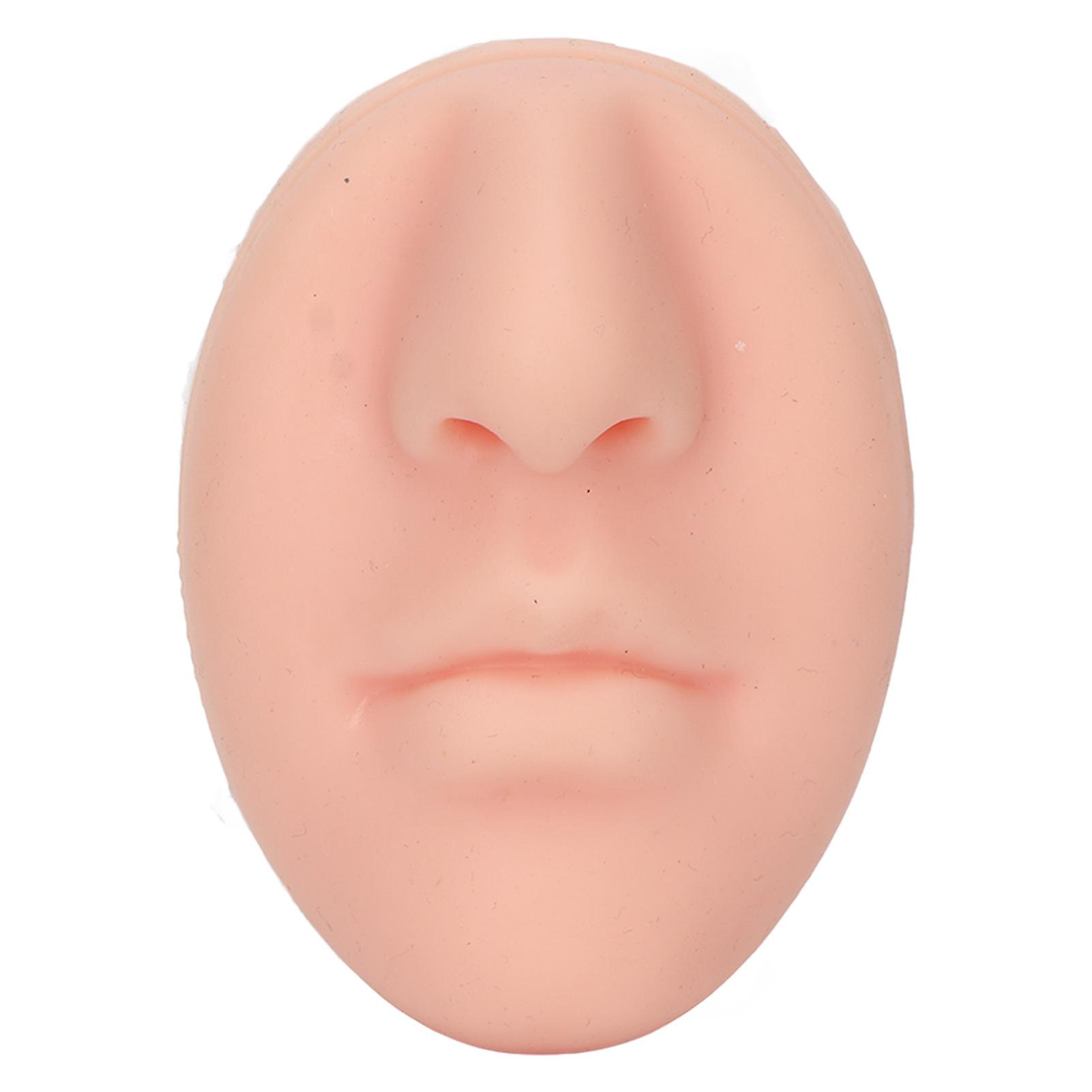 Silicone Nose Model with Mouth Flexible Elastic Reusable for Piercing Practice Light Fleshcolor for Beginners Students