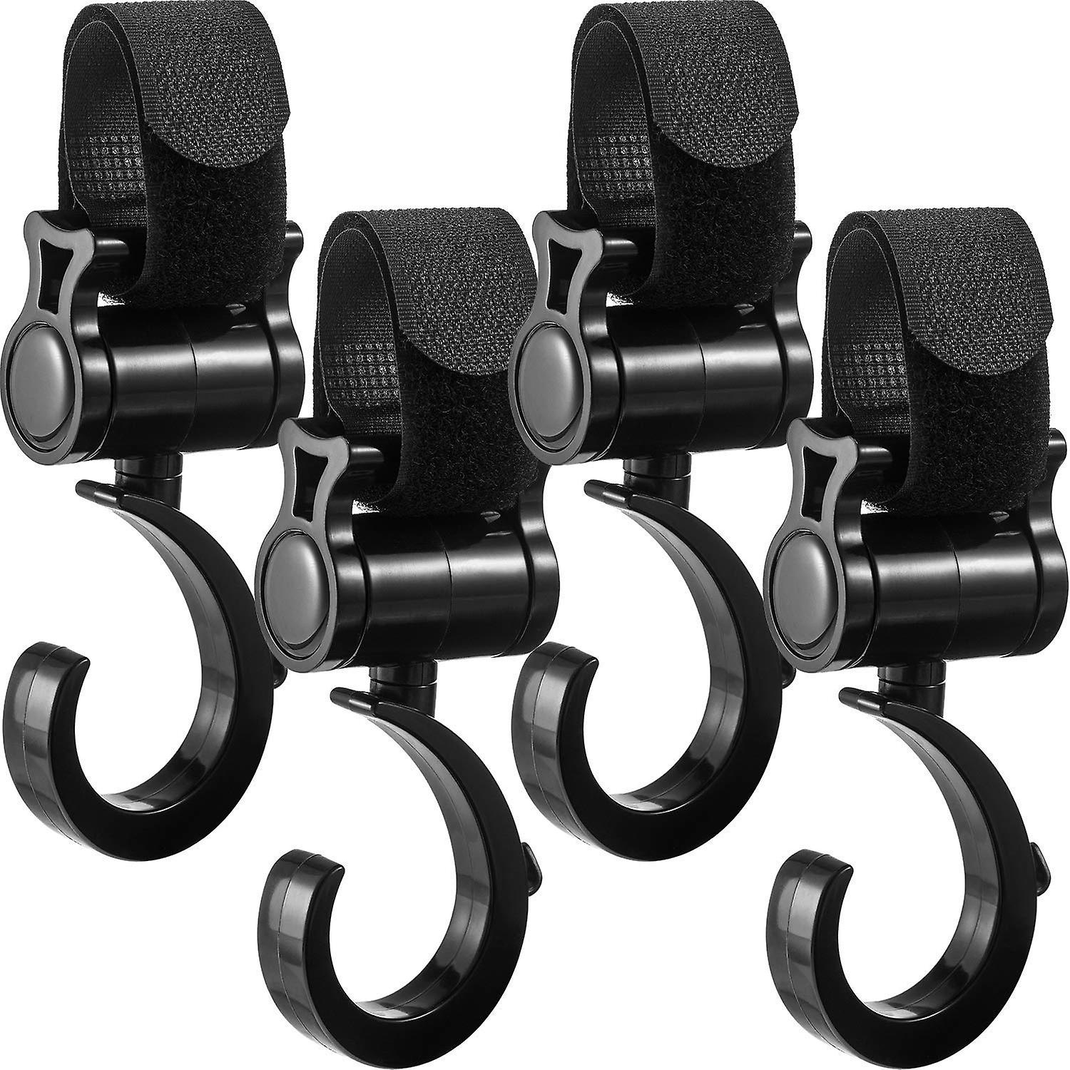 Baby Stroller Hooks for Toys, Universal Stroller Diaper Bag Hooks 360° Rotation Large Stroller Hooks Load Bearing 33 LB (4 Pack)