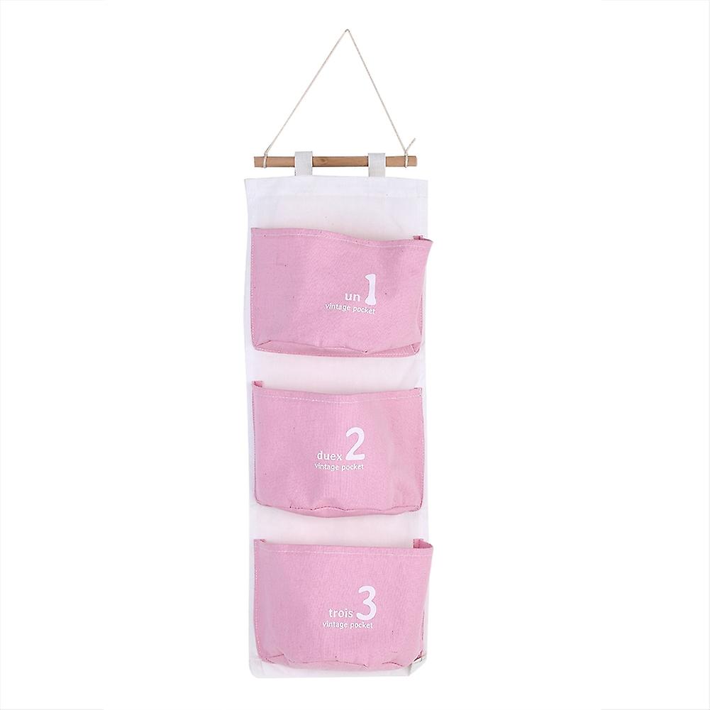 3 Pockets Hanging Storage Shelf Shoes Holder Organizer Rack Space Saving Pink