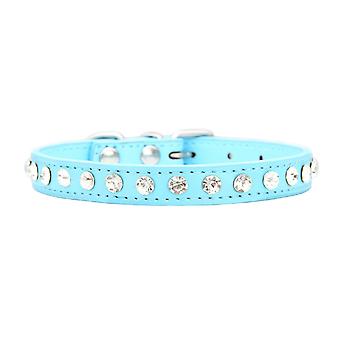Veeki Rhinestone Dog Collar Leather Pet Collar Dog Small Medium Large Puppy Upholstered, 1.3cm/0.5 inches wide. XS
