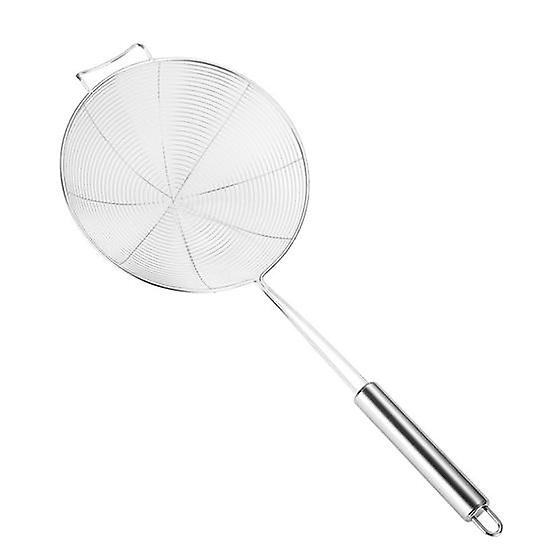 Stainless Steel Colander Easy to Clean Spiral Mesh Skimmer Spoon Anti-scalding Long Handle Strainer for Home