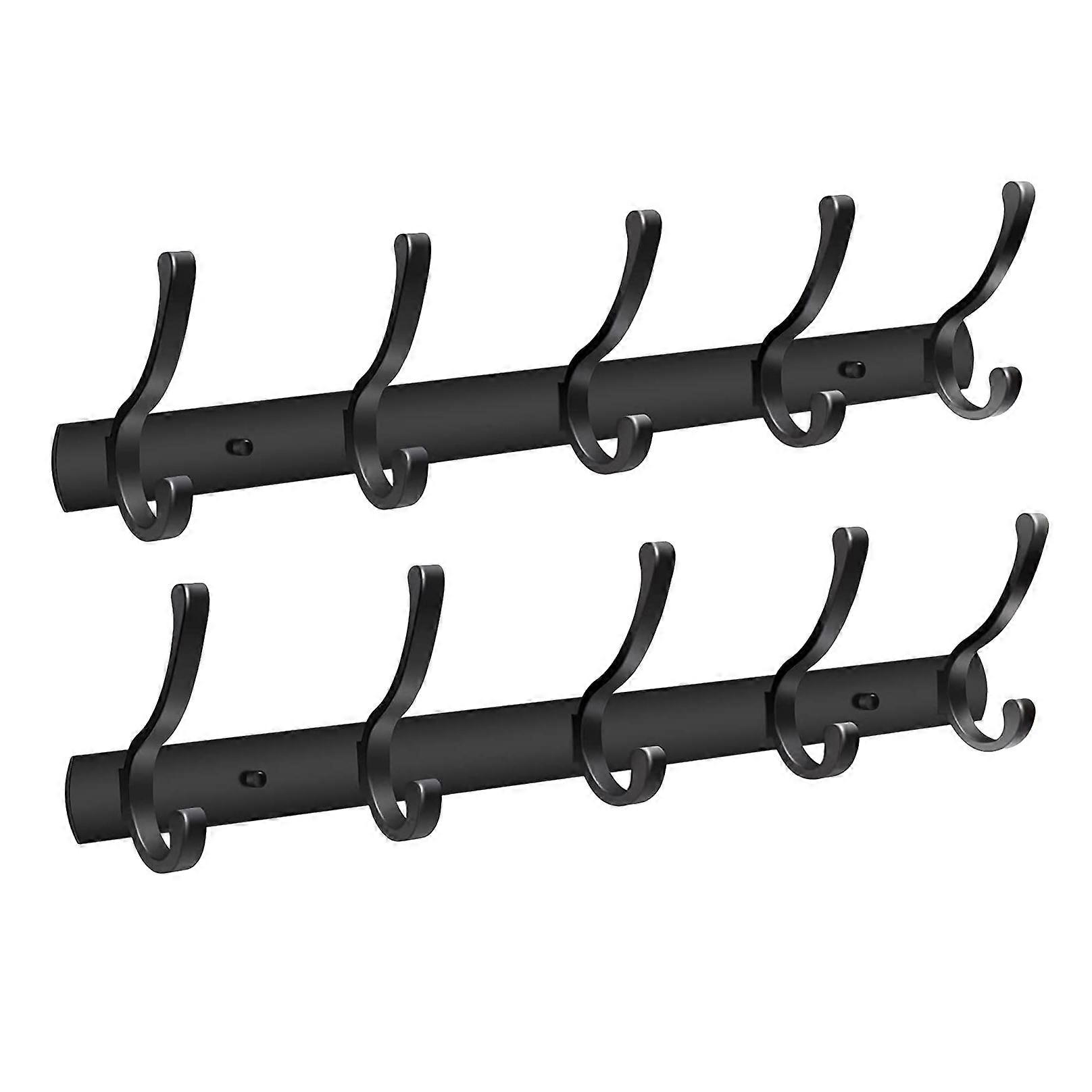 2 Pc Coat Hooks Rack, Coat Hooks for Wall, Stable Coat Rack Aluminum Hook Rail Towel Hook for Kitch