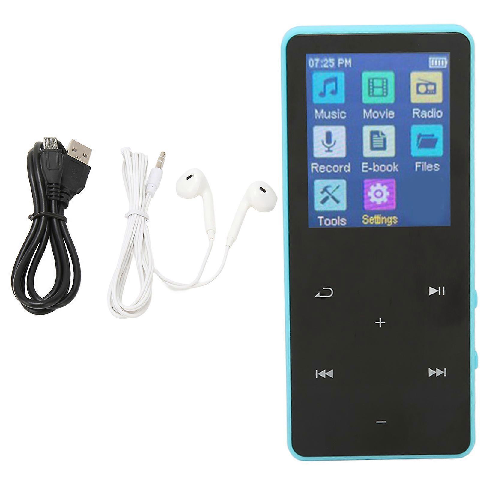 Mp3 Mp4 Player 1.8inch Touch Screen Bluetooth 5.0 Hifi Loseless Lightweight Portable Music Player For Sports Blue