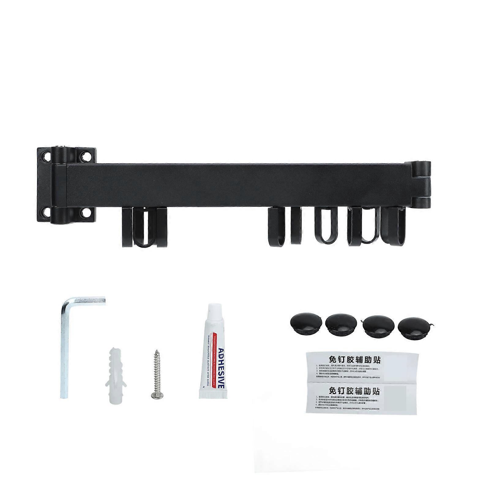 Wall Clothes Drying Rack Retractable Space Saving Rotating Ring Simple Clothes Hanger For Balcony Laundry Room Black Two Fold