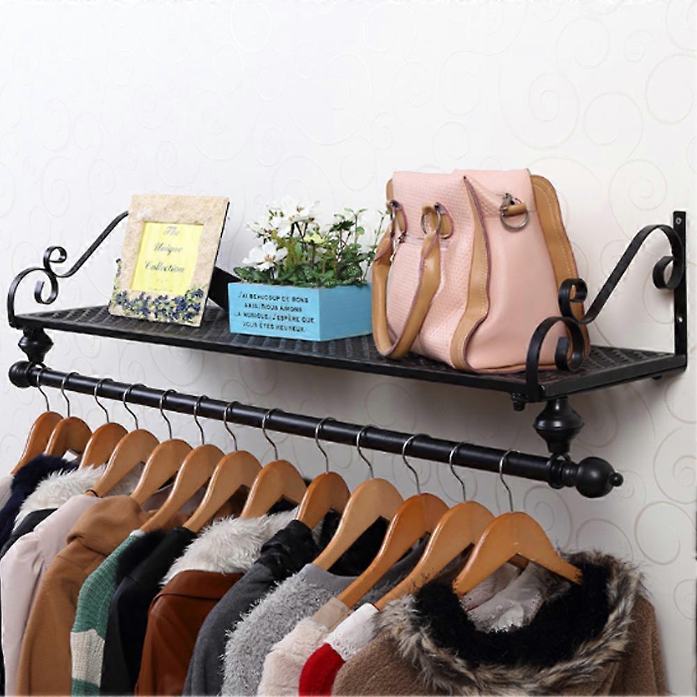 Wall Mounted Metal Clothes Garment Shop Display Rack with Shelf