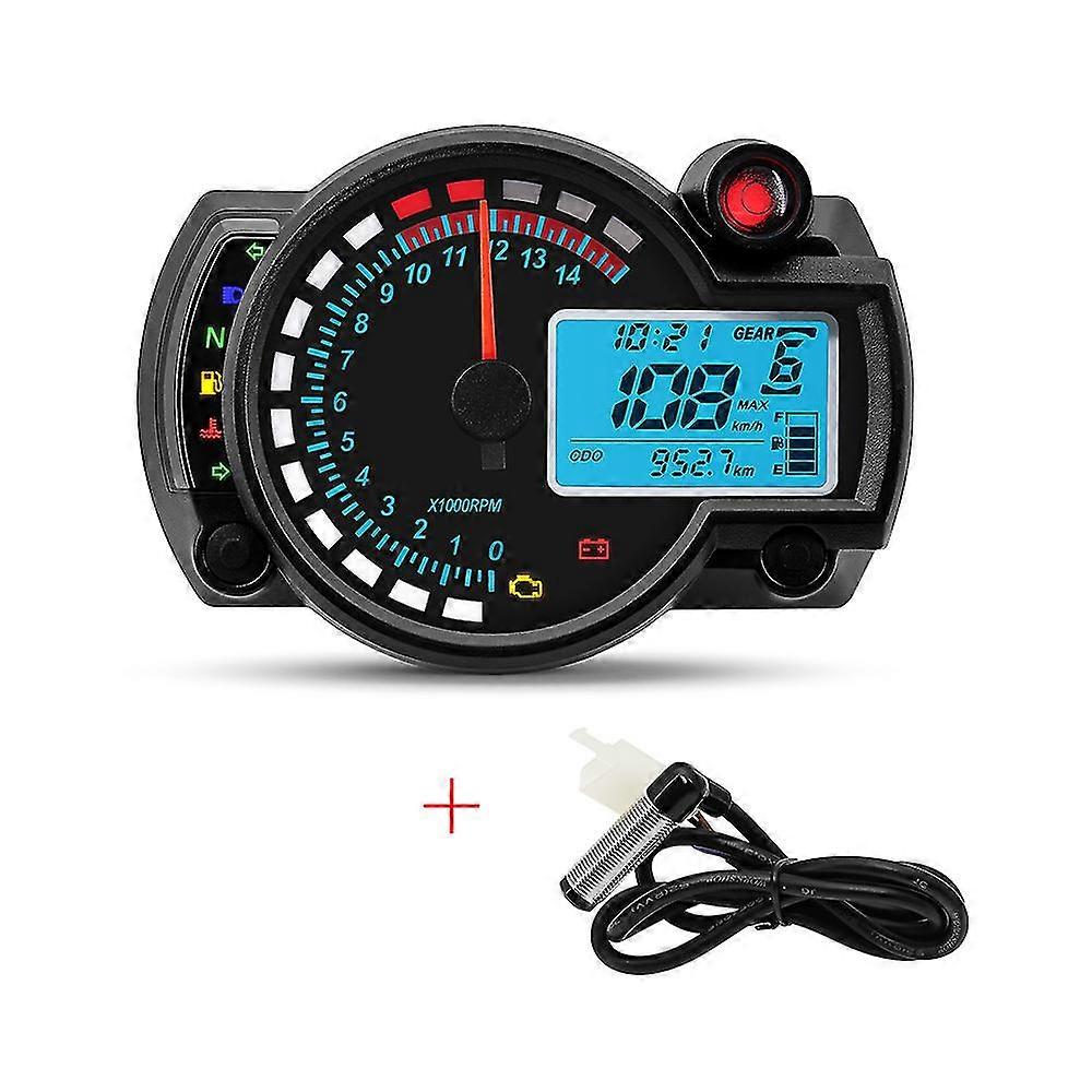 Motorcycle Speedometer 7 Colors Moto Dashboard LCD Digital Odometer Tachometer Fuel Meter MAX 299KM/H Speed Gauge Meter