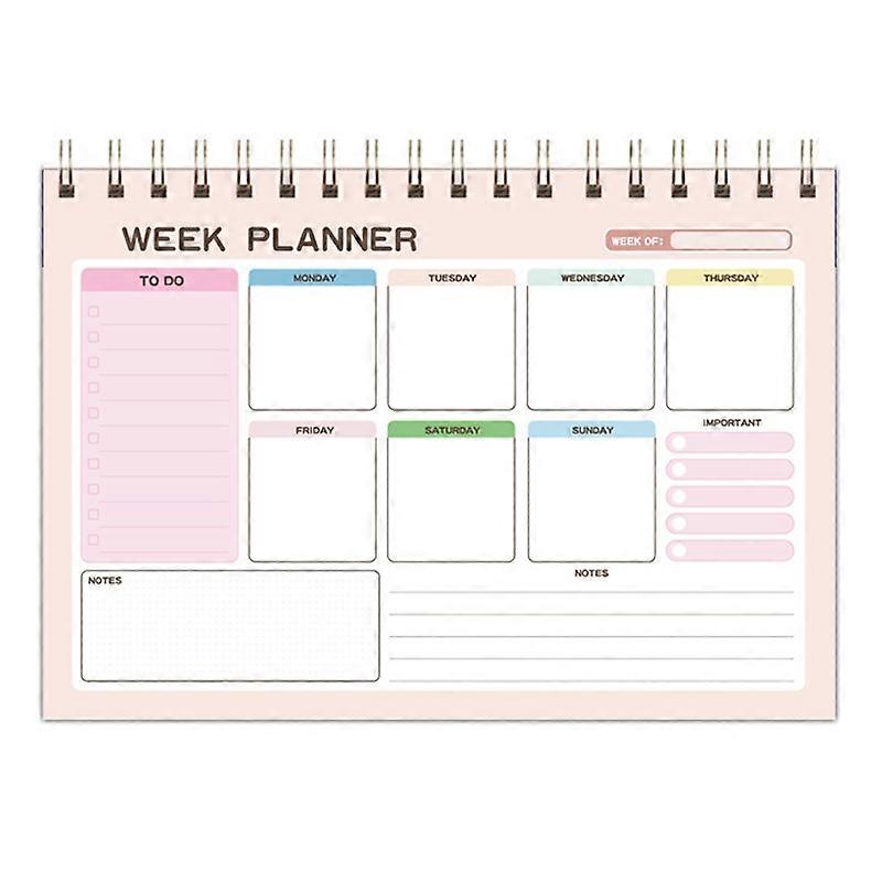 A5 Weekly Planner Notebook Memo Horizontal Pink