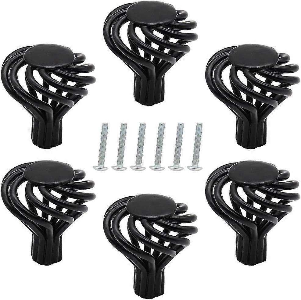 6pcs cabinet knobs, hollow spiral drawer pull vintage birdcage kitchen pulls knobs