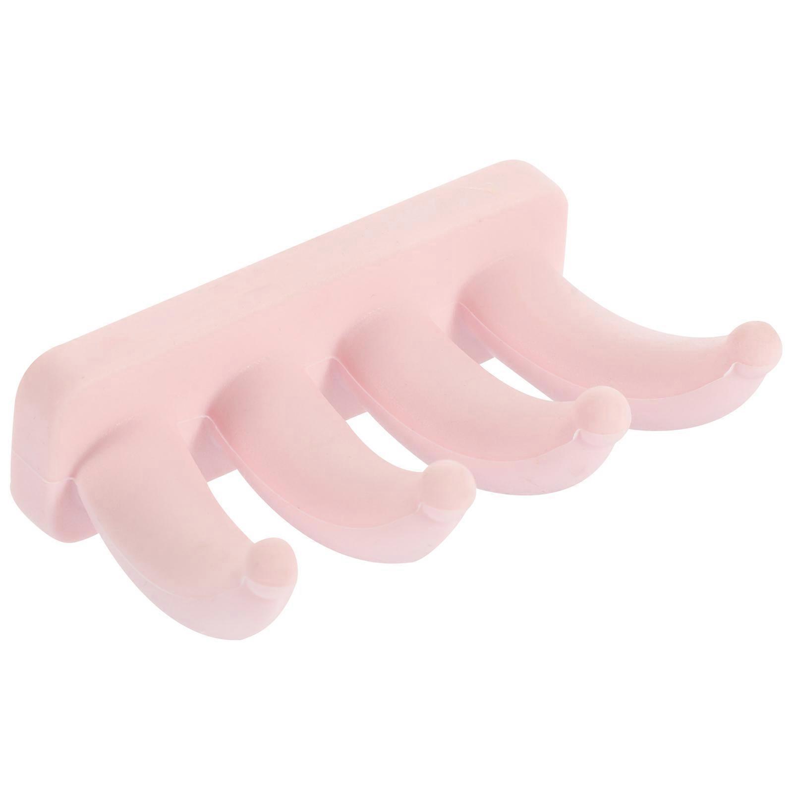 Silicone Multi-functional Hook Traceless Silicone Wall Hook Adhesive Wall Hanger Hook for Towel Coat Hat pink