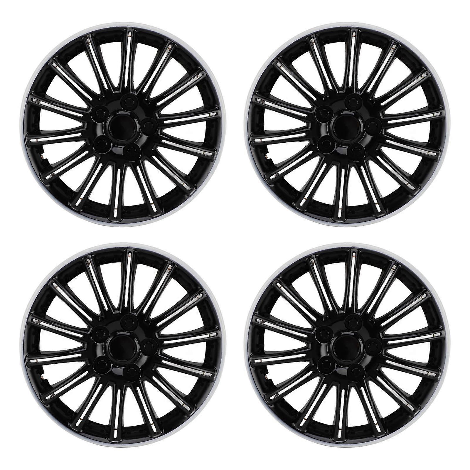 4 STÜCKE 14-Zoll-Radnabenkappe Starker Schutz Robuste Struktur Schwarz Und Weiß für Autos LKWs Vans
