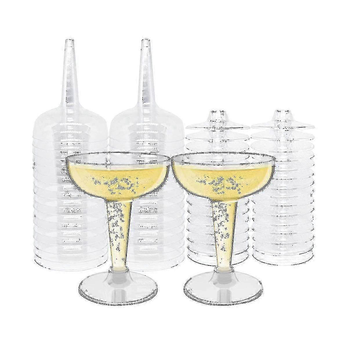 50 Pack Plastic Goblet, 4oz Stem Disposable Martini Glasses For Parties, Stackable Plastic Cocktail-Yvan